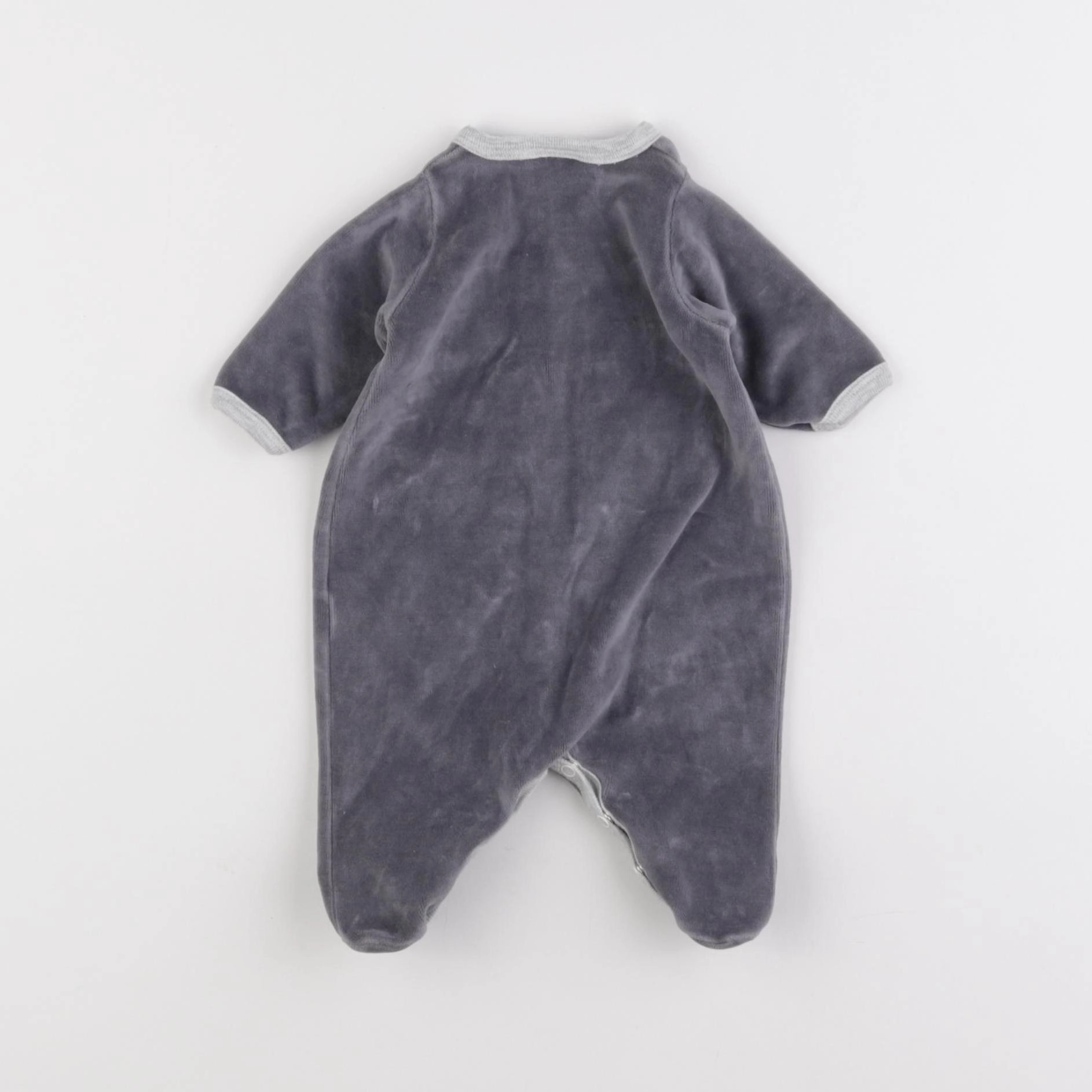 Petit Bateau - pyjama velours gris - 0 mois