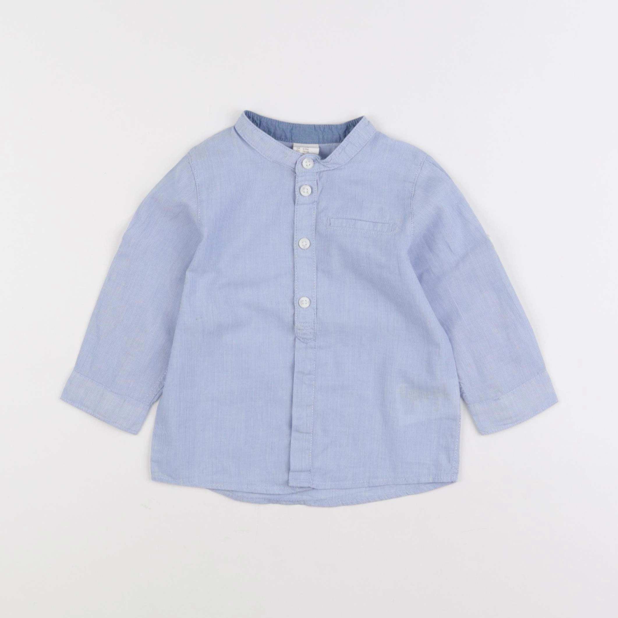 H&M - chemise bleu - 6/9 mois