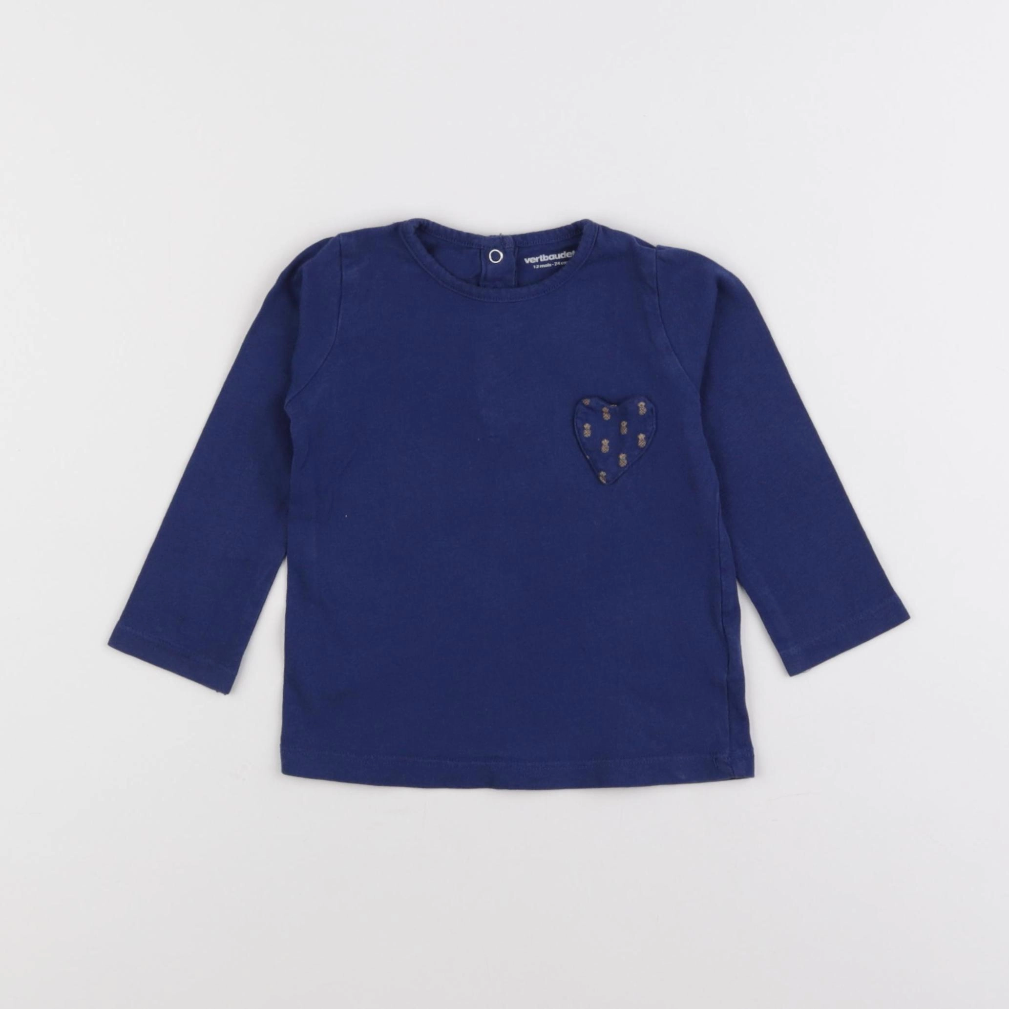 Vertbaudet - tee-shirt bleu - 12 mois