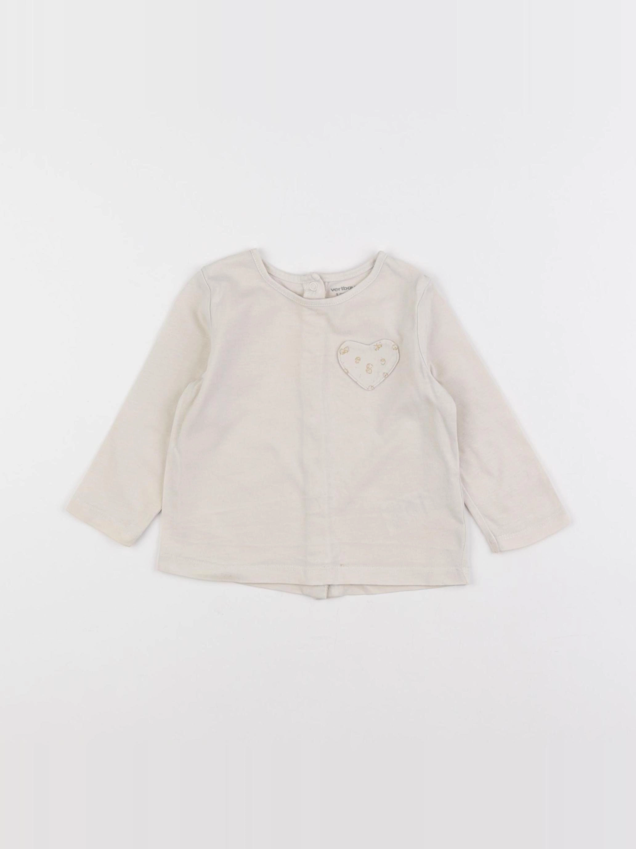 Vertbaudet - tee-shirt beige - 9 mois