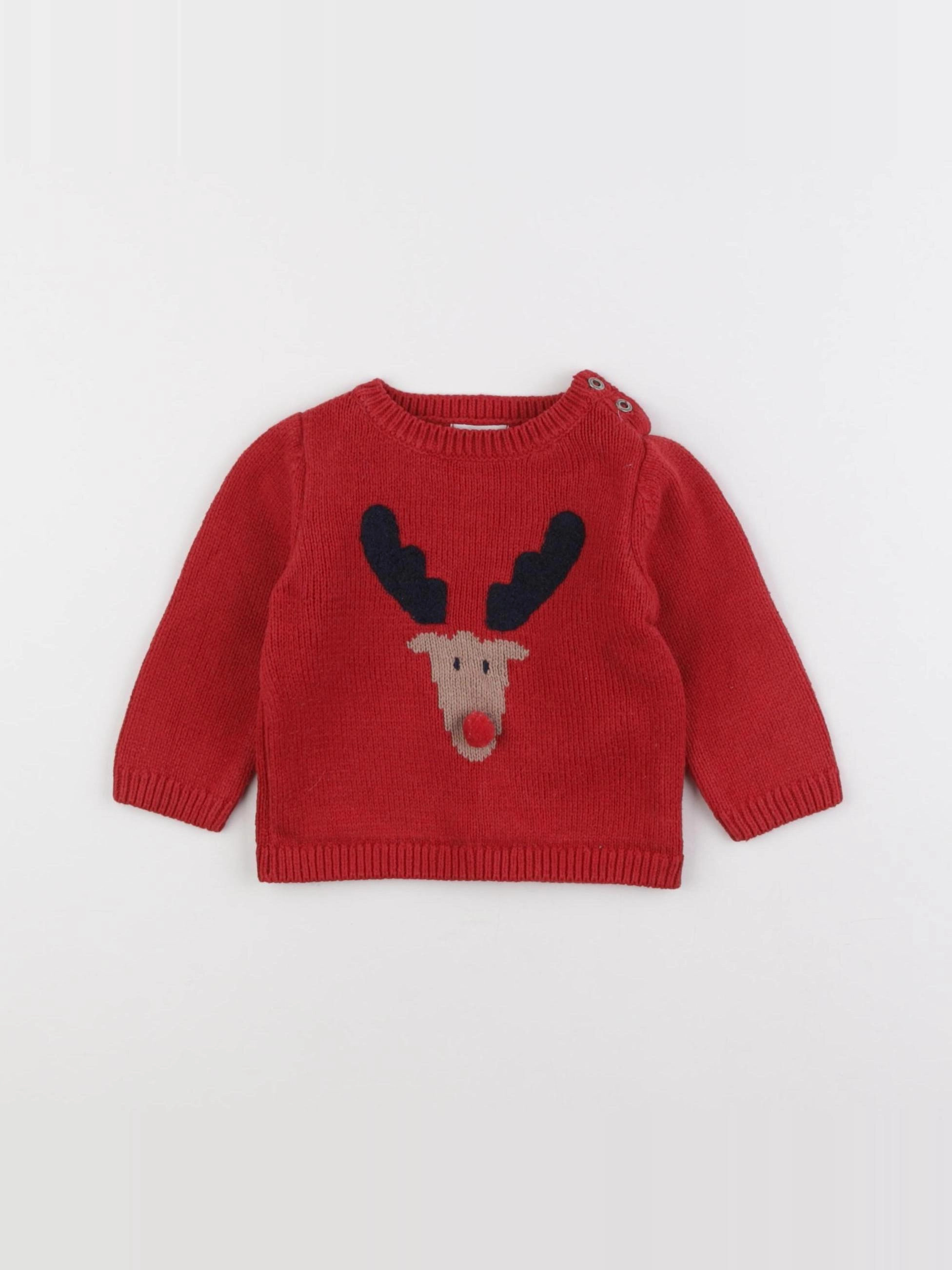 Vertbaudet - pull rouge - 9 mois