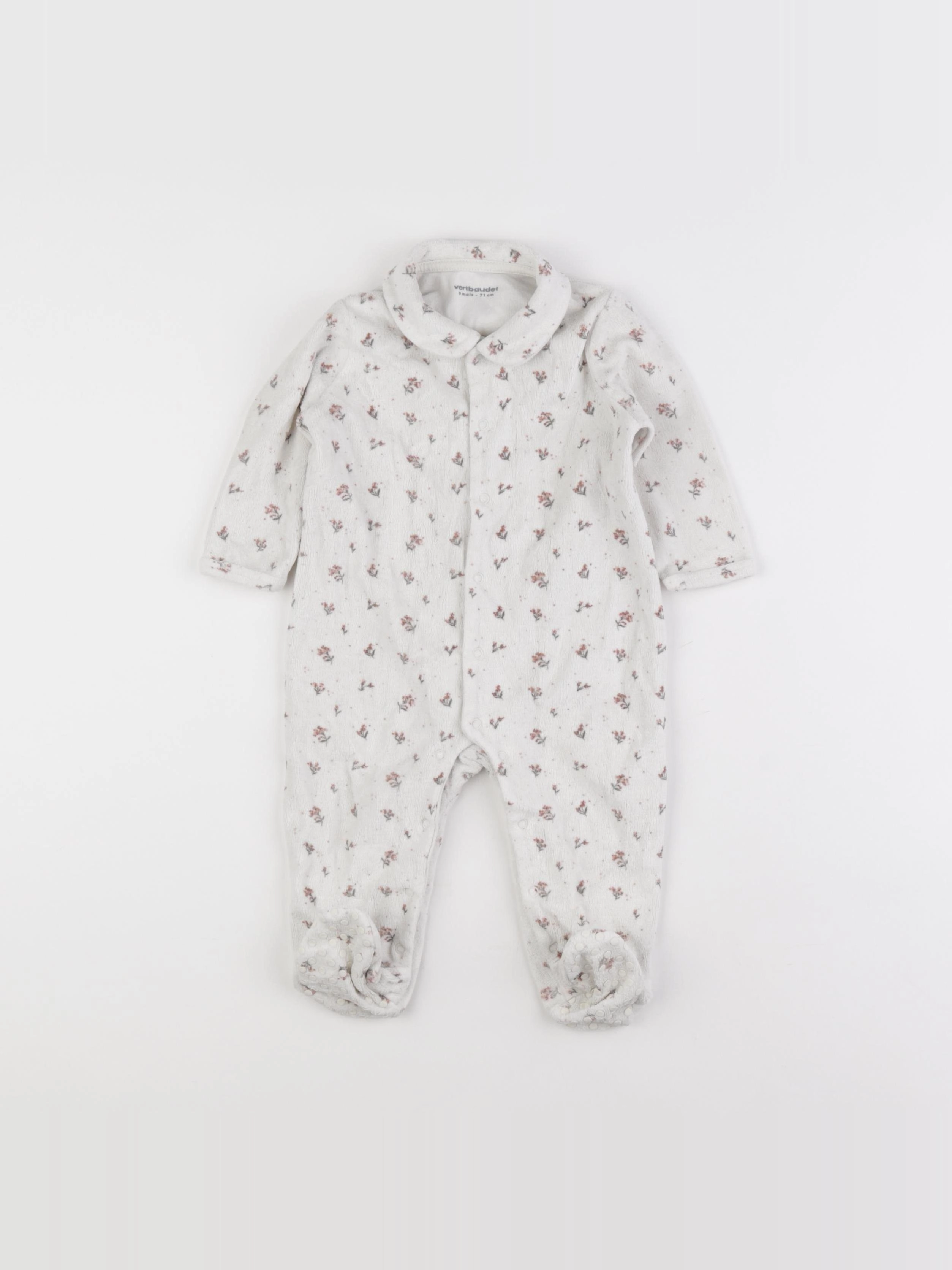 Vertbaudet - pyjama velours blanc - 9 mois