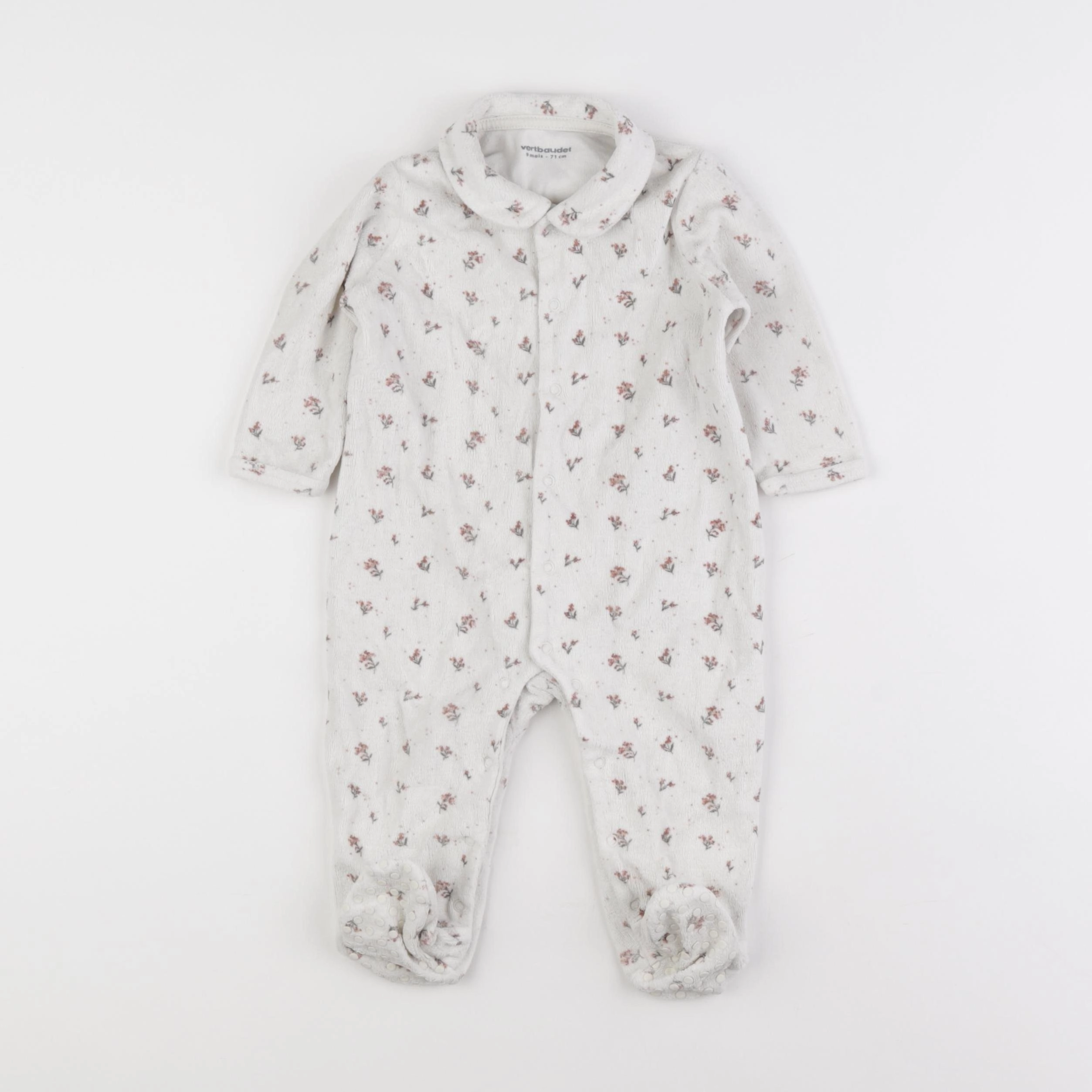 Vertbaudet - pyjama velours blanc - 9 mois