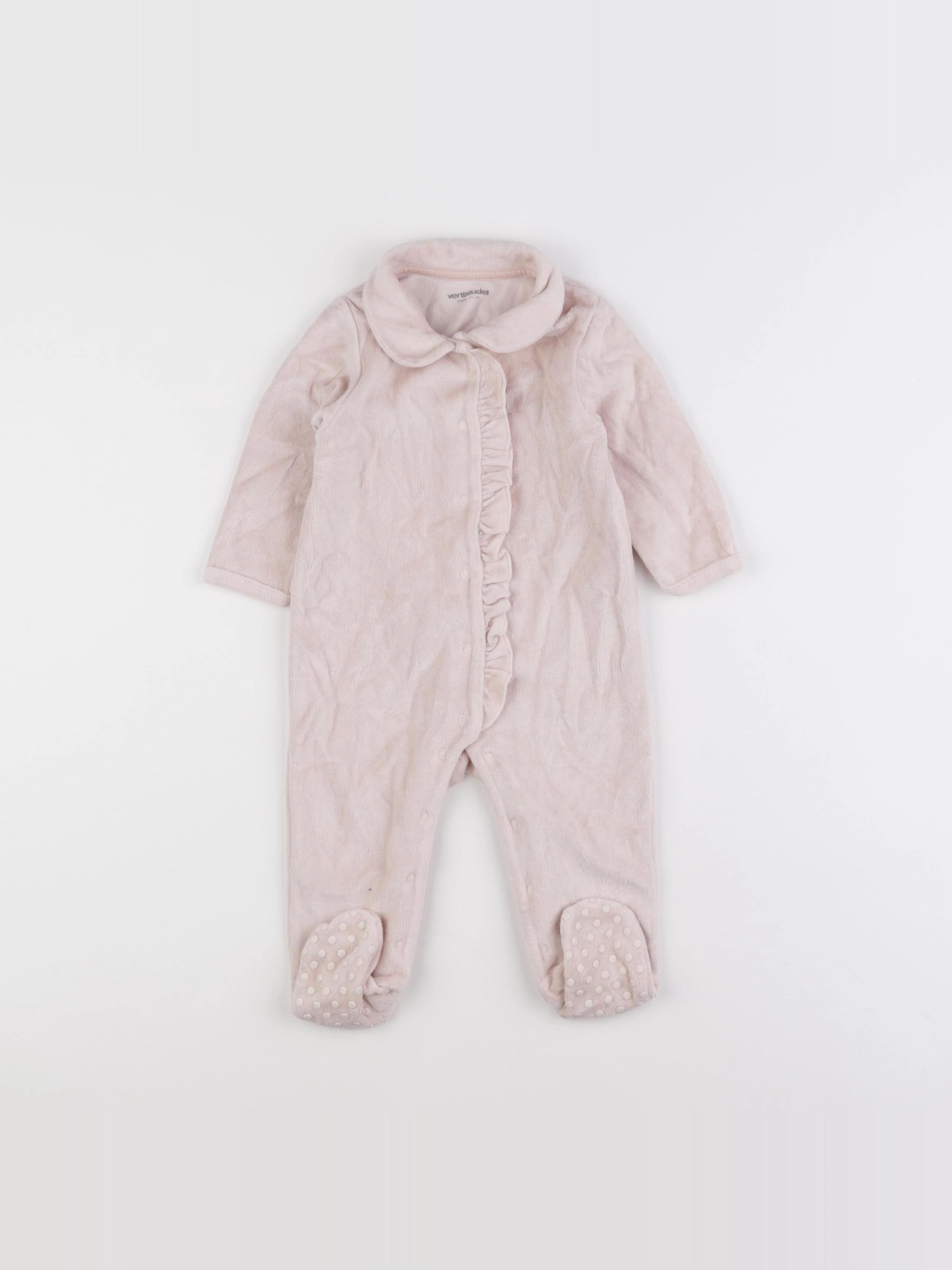 Vertbaudet - pyjama velours rose - 9 mois