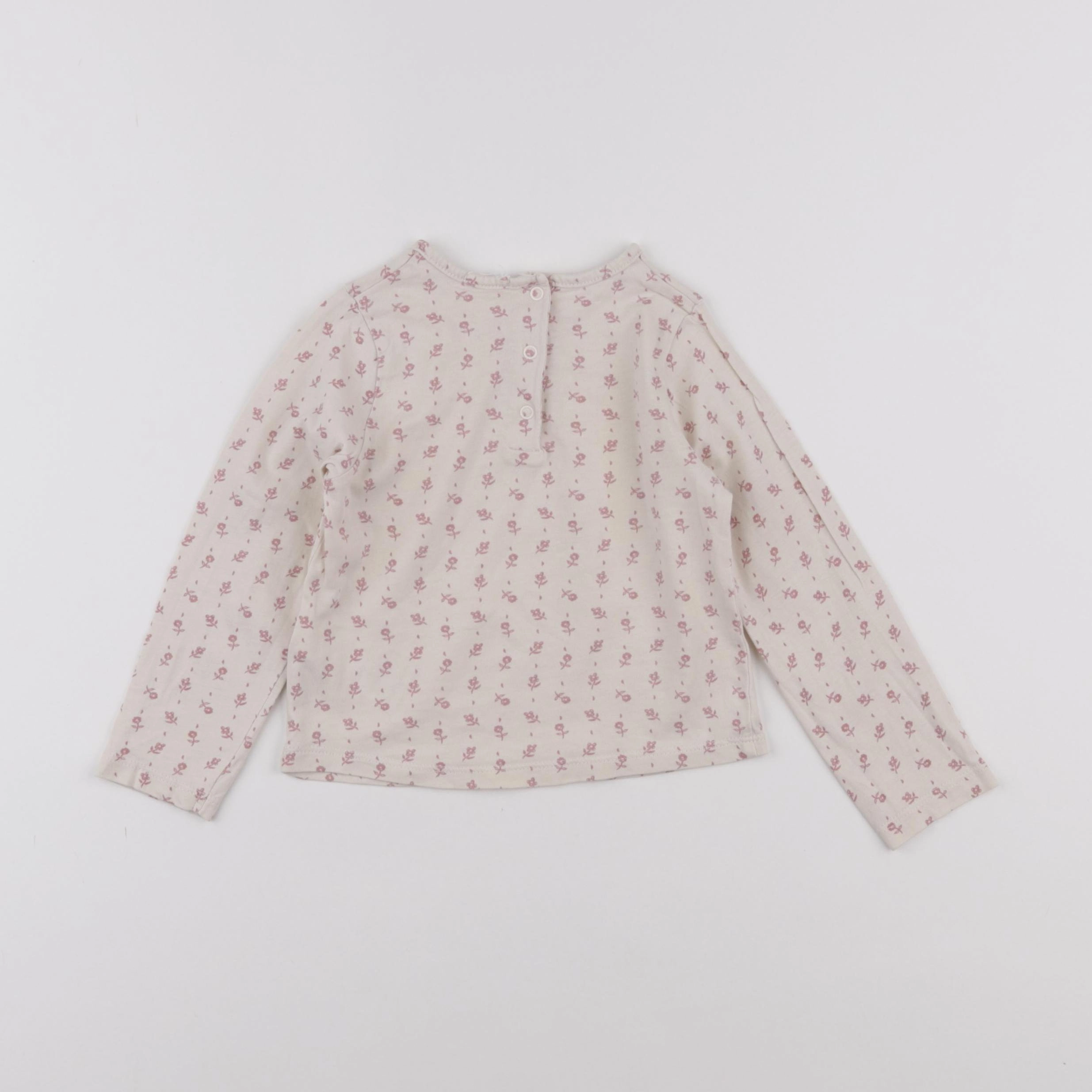 Vertbaudet - tee-shirt beige, rose - 2 ans
