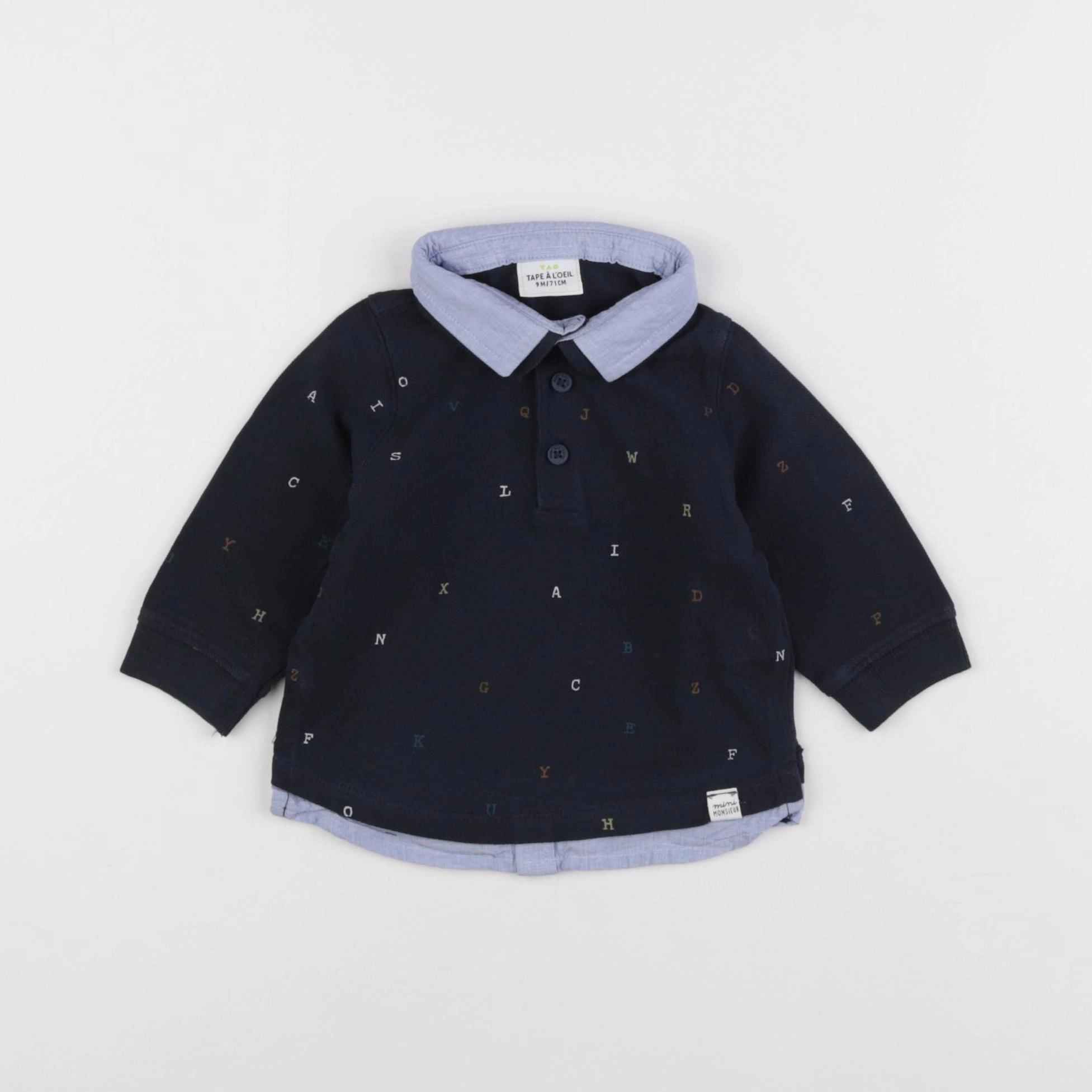 Tape à l'oeil - polo bleu - 9 mois
