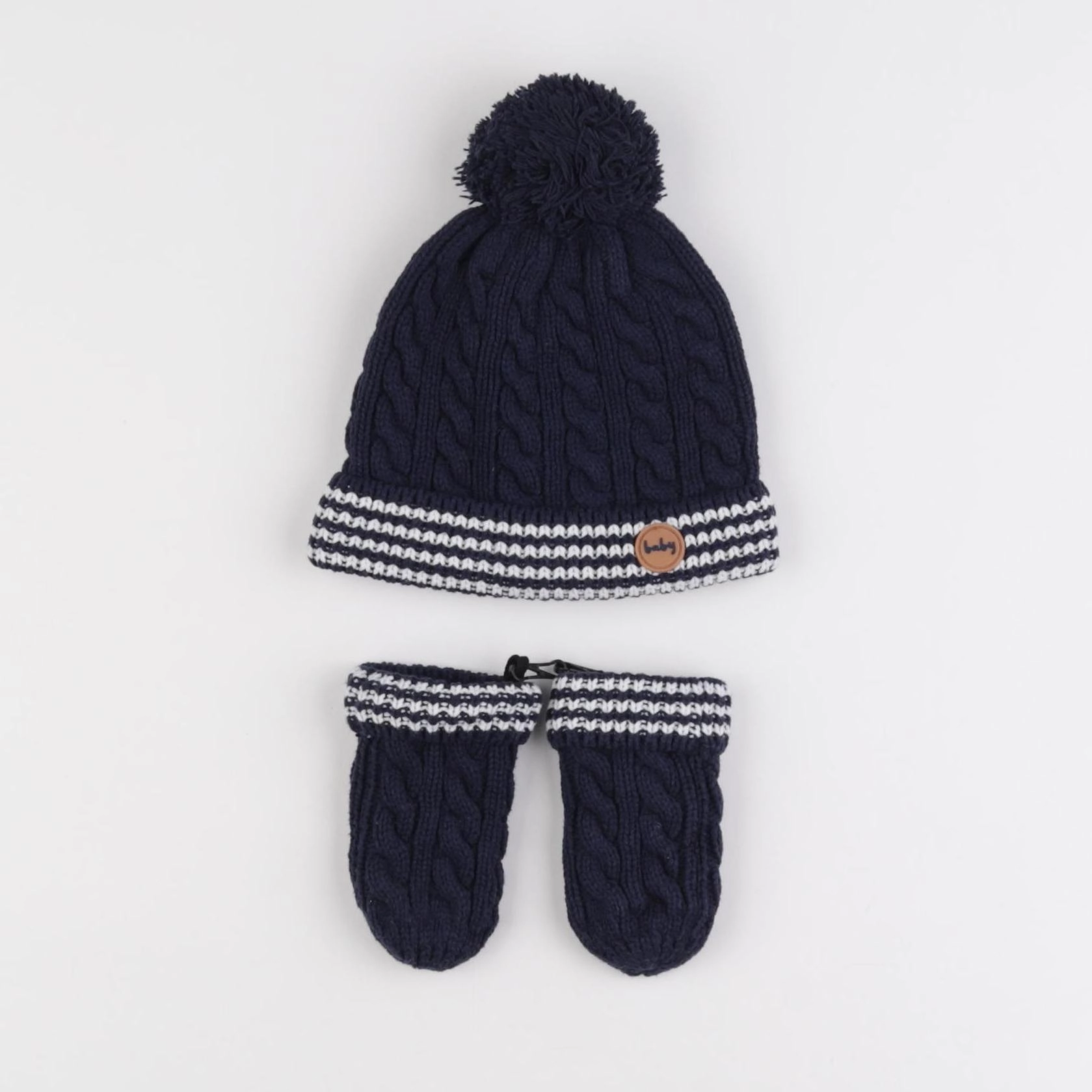 Vertbaudet - ensemble bonnet/moufles bleu - 12/18 mois
