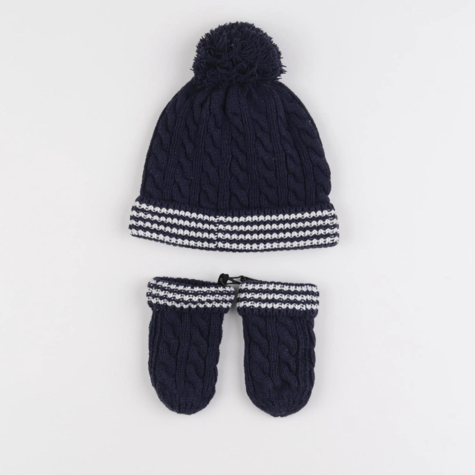 Vertbaudet - ensemble bonnet/moufles bleu - 12/18 mois