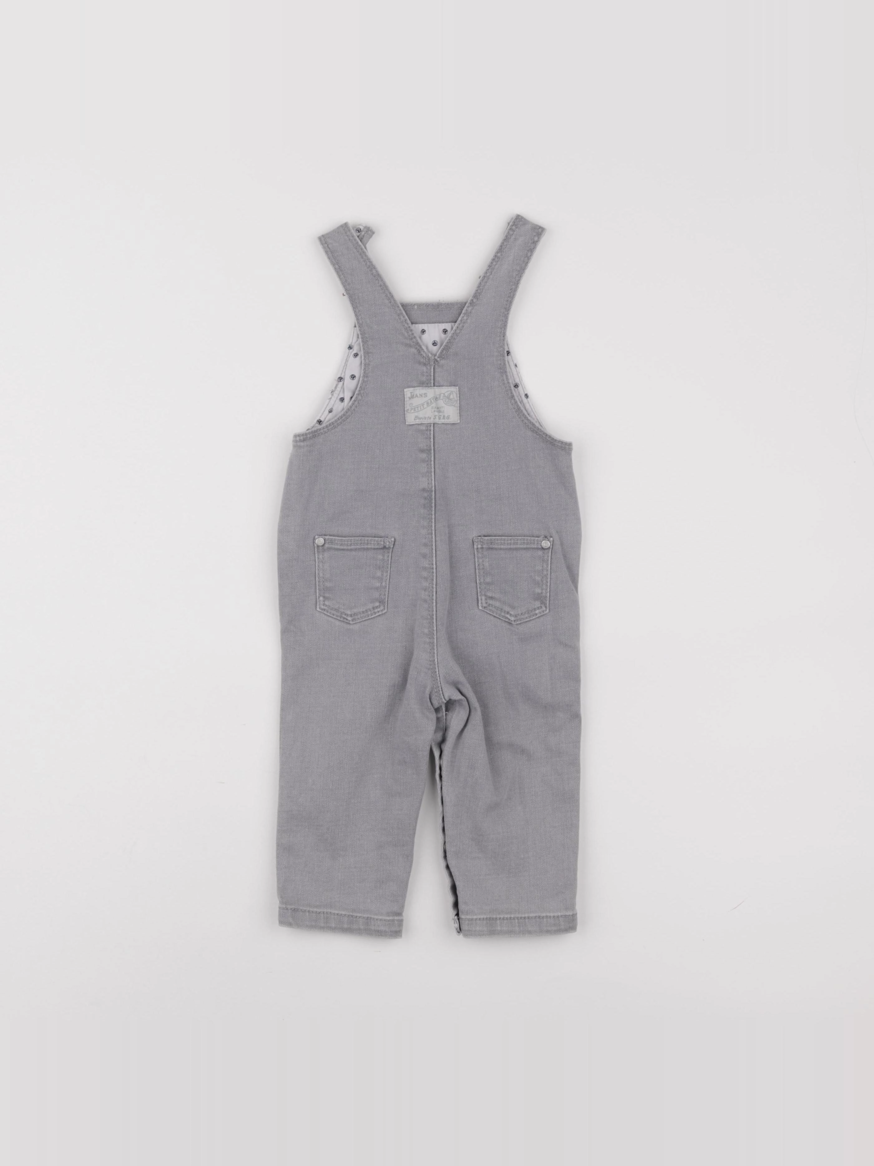 Petit Bateau - salopette gris - 6 mois