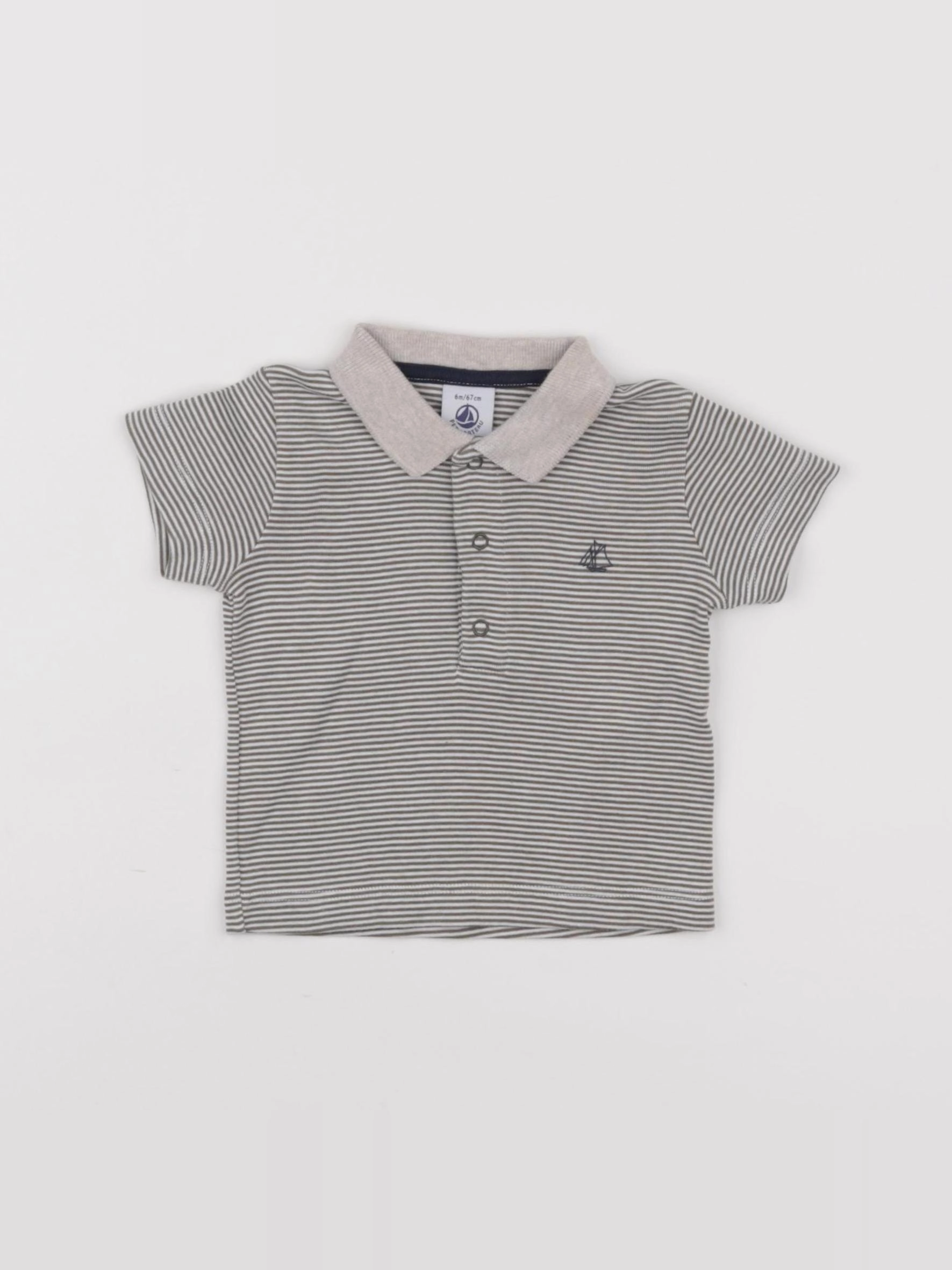 Petit Bateau - polo vert - 6 mois