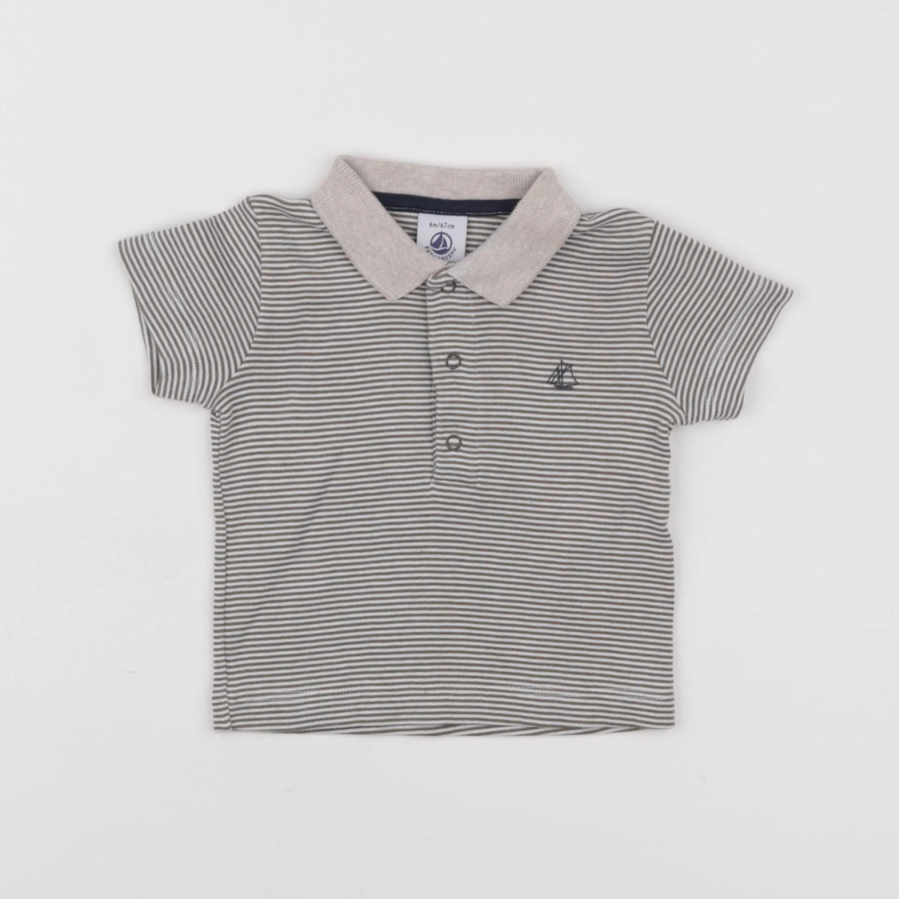 Petit Bateau - polo vert - 6 mois