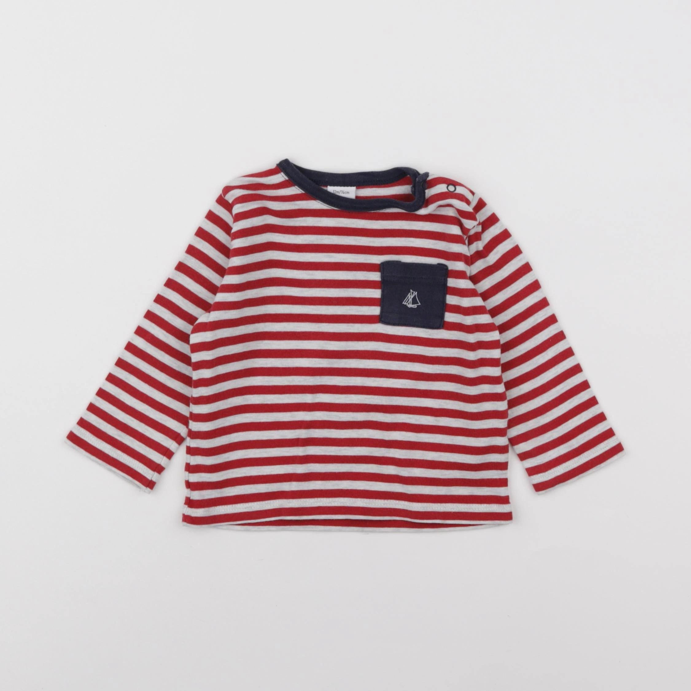 Petit Bateau - tee-shirt rouge - 12 mois