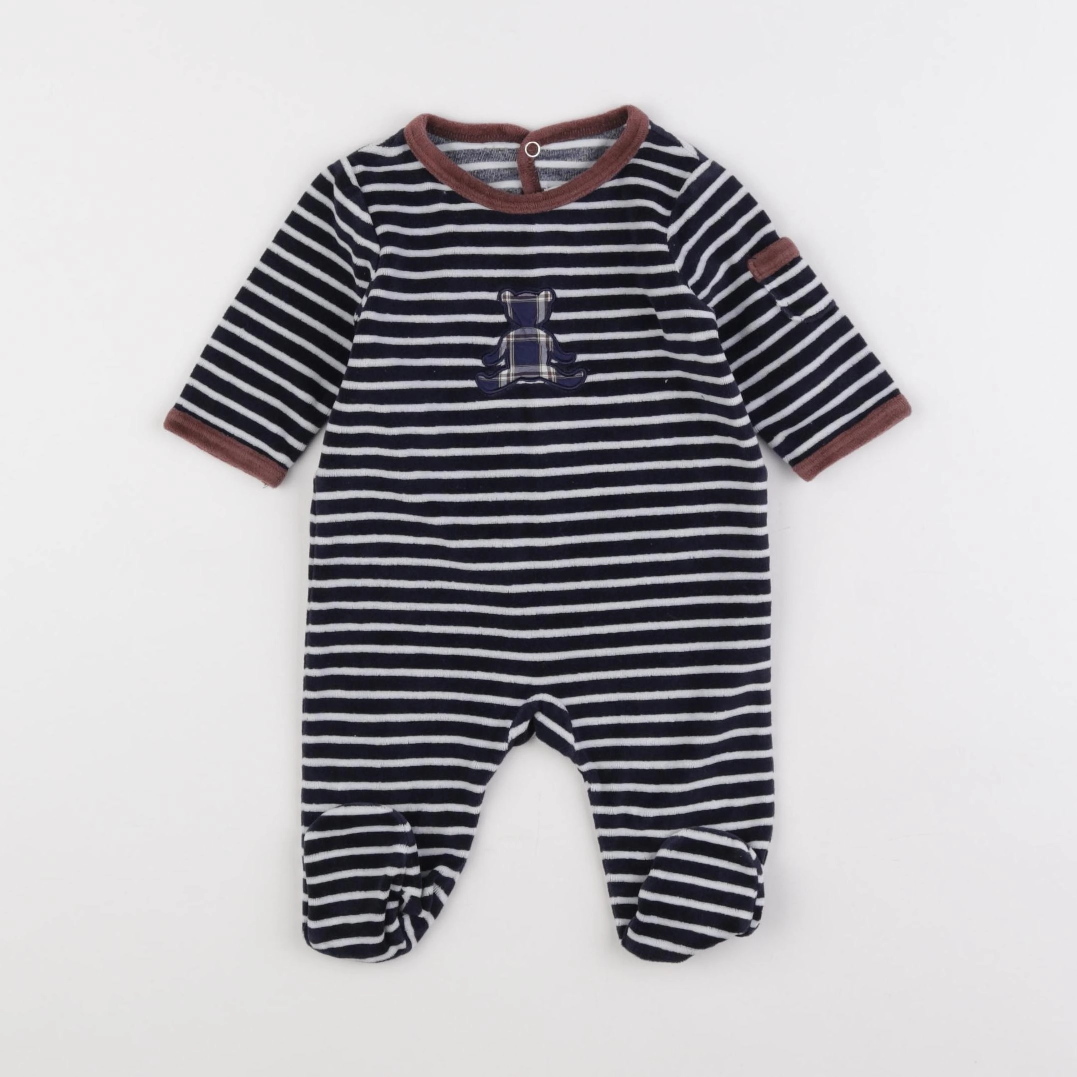 Jacadi - pyjama velours bleu, blanc - 3 mois