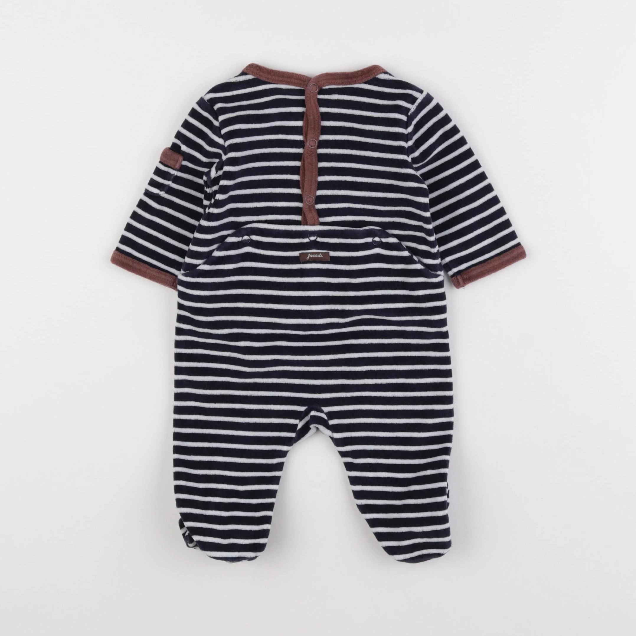 Jacadi - pyjama velours bleu, blanc - 3 mois