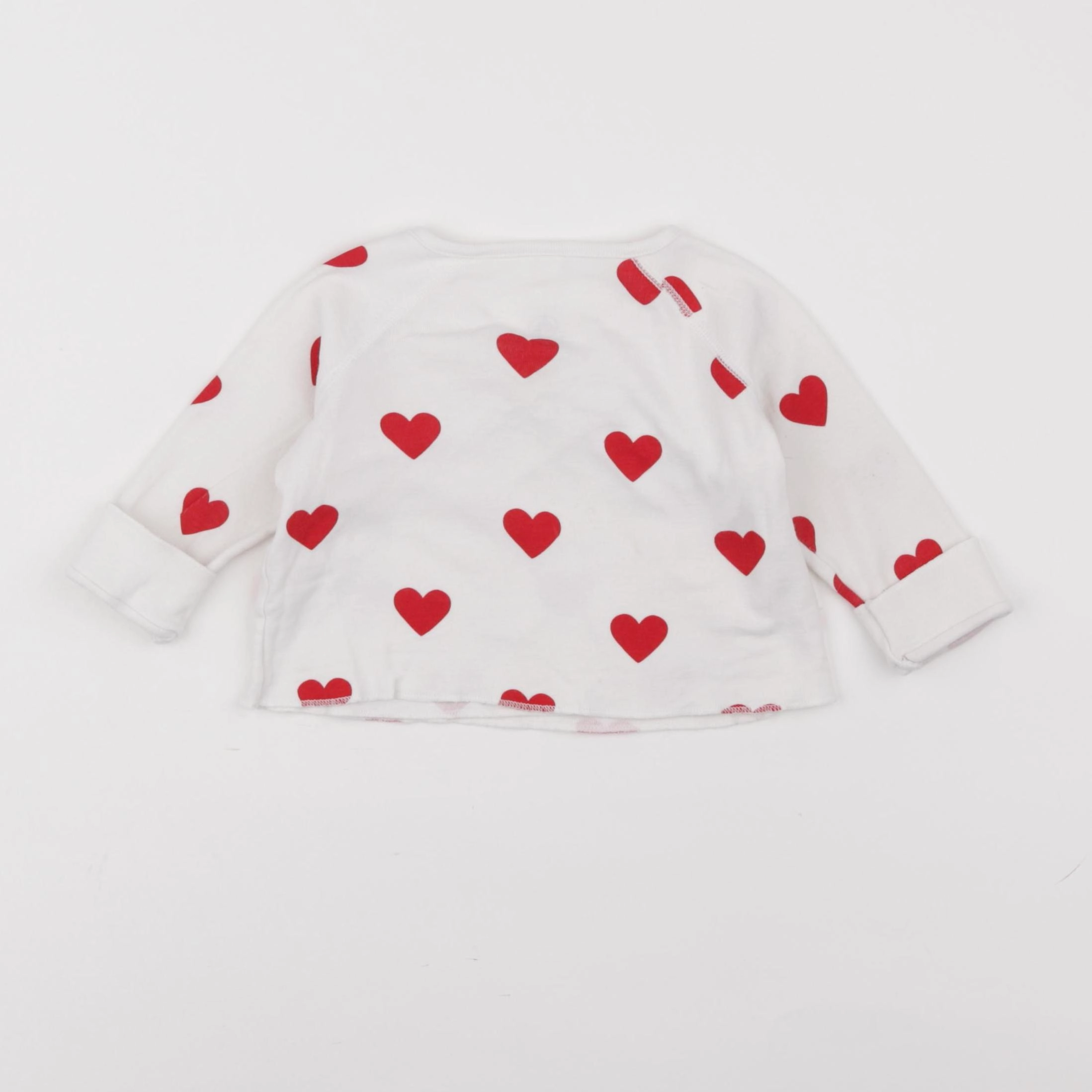 Petit Bateau - tee-shirt blanc, rouge - 12 mois
