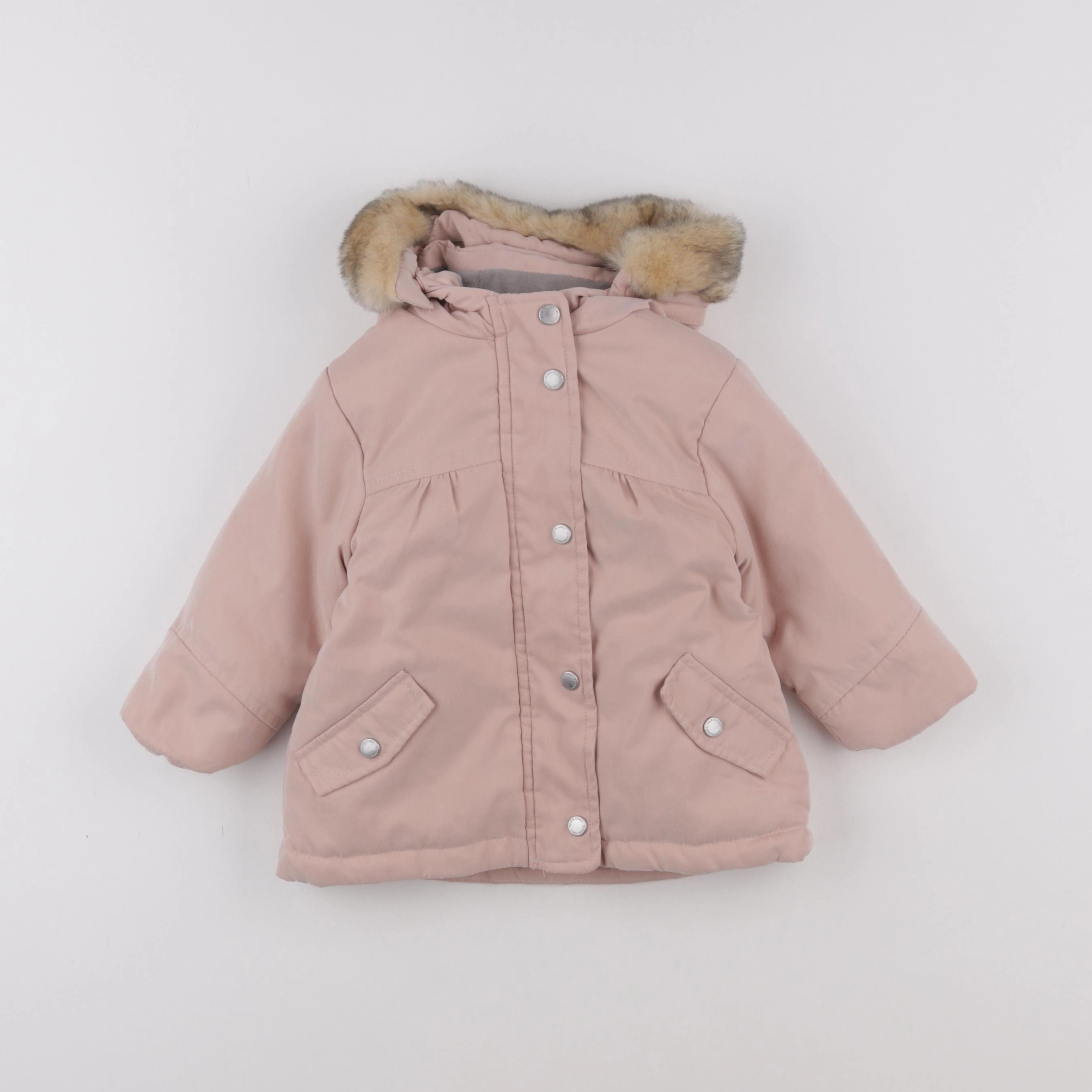 Vertbaudet - manteau doublure amovible rose - 12 mois