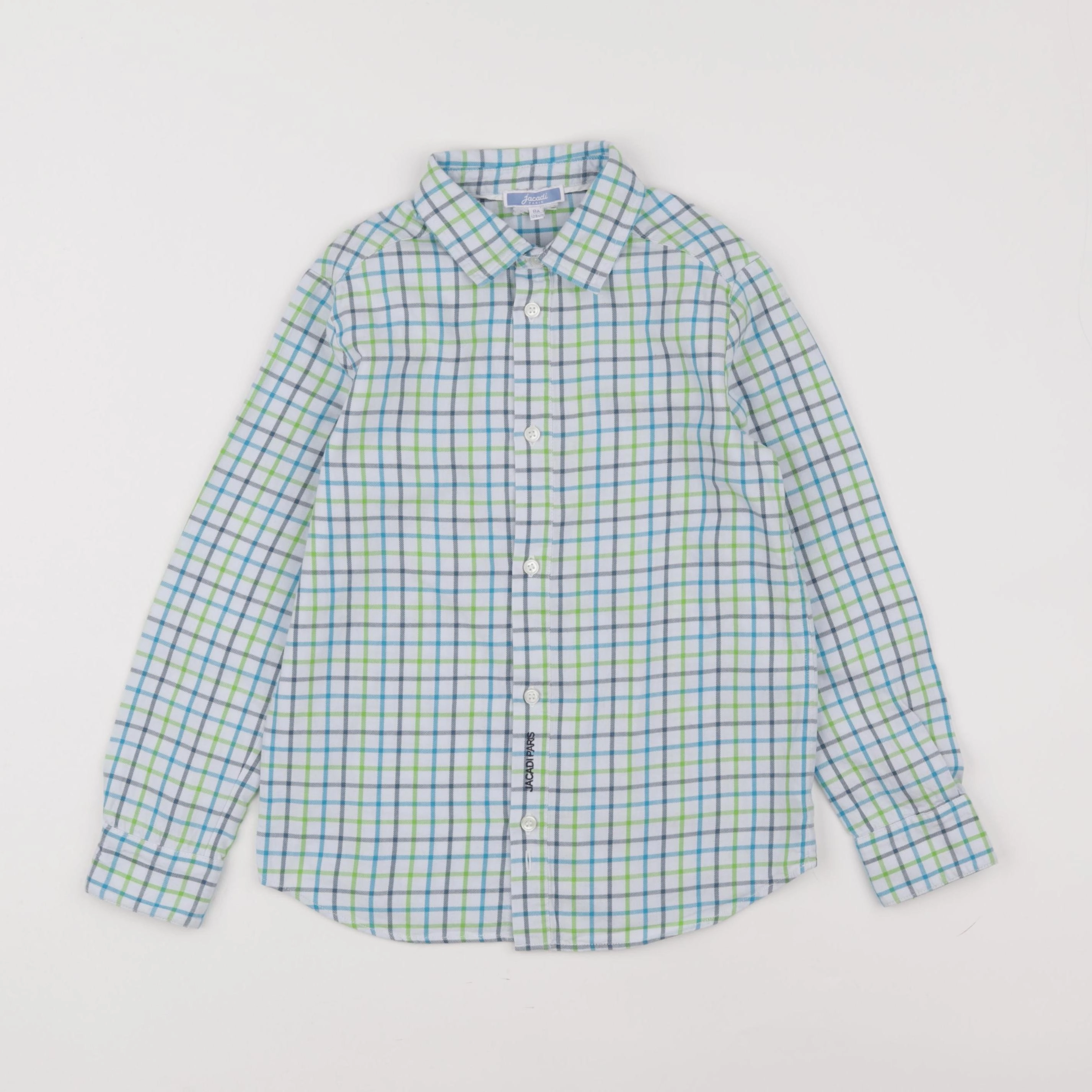 Jacadi - chemise blanc, bleu, vert - 8 ans