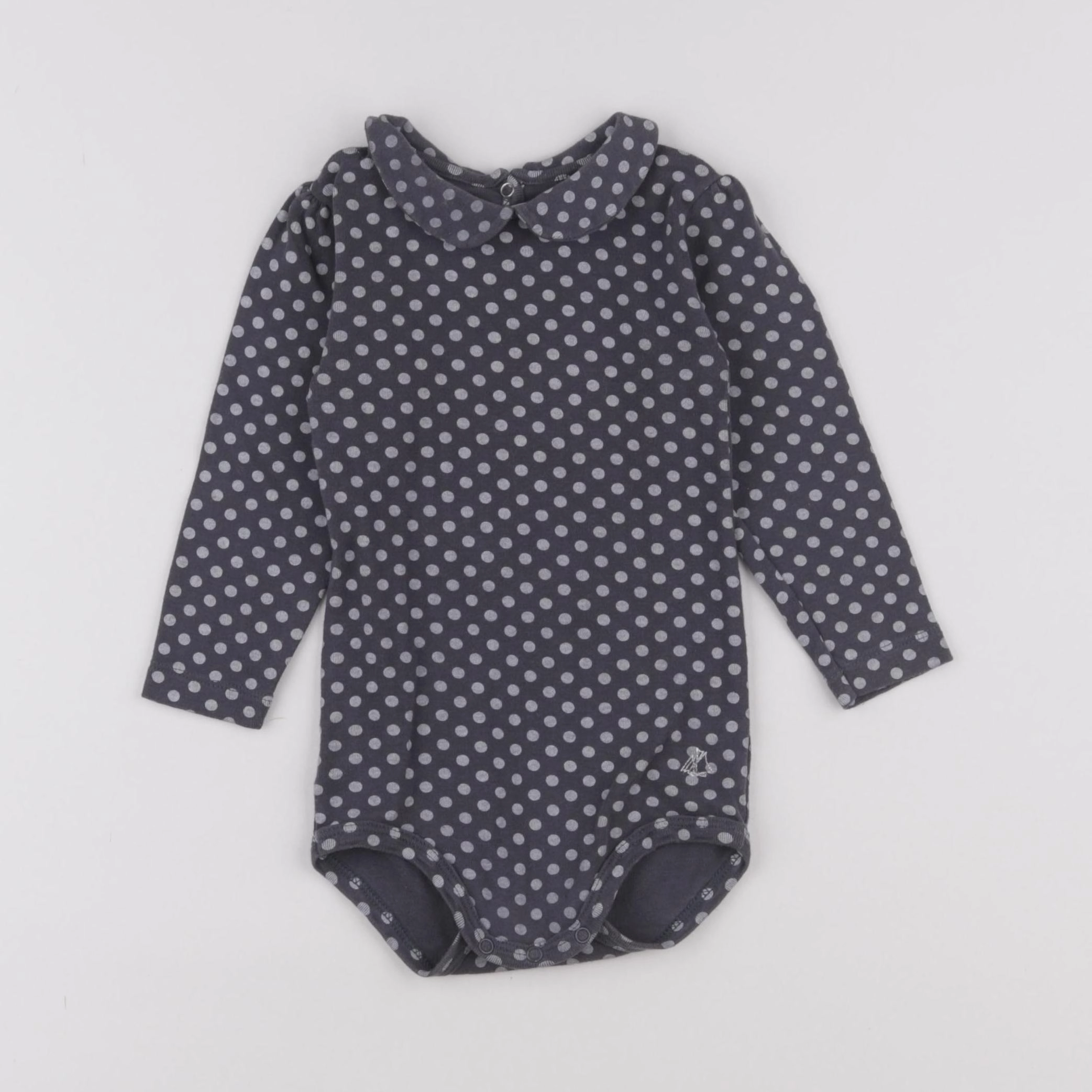 Petit Bateau - body à col gris - 18 mois