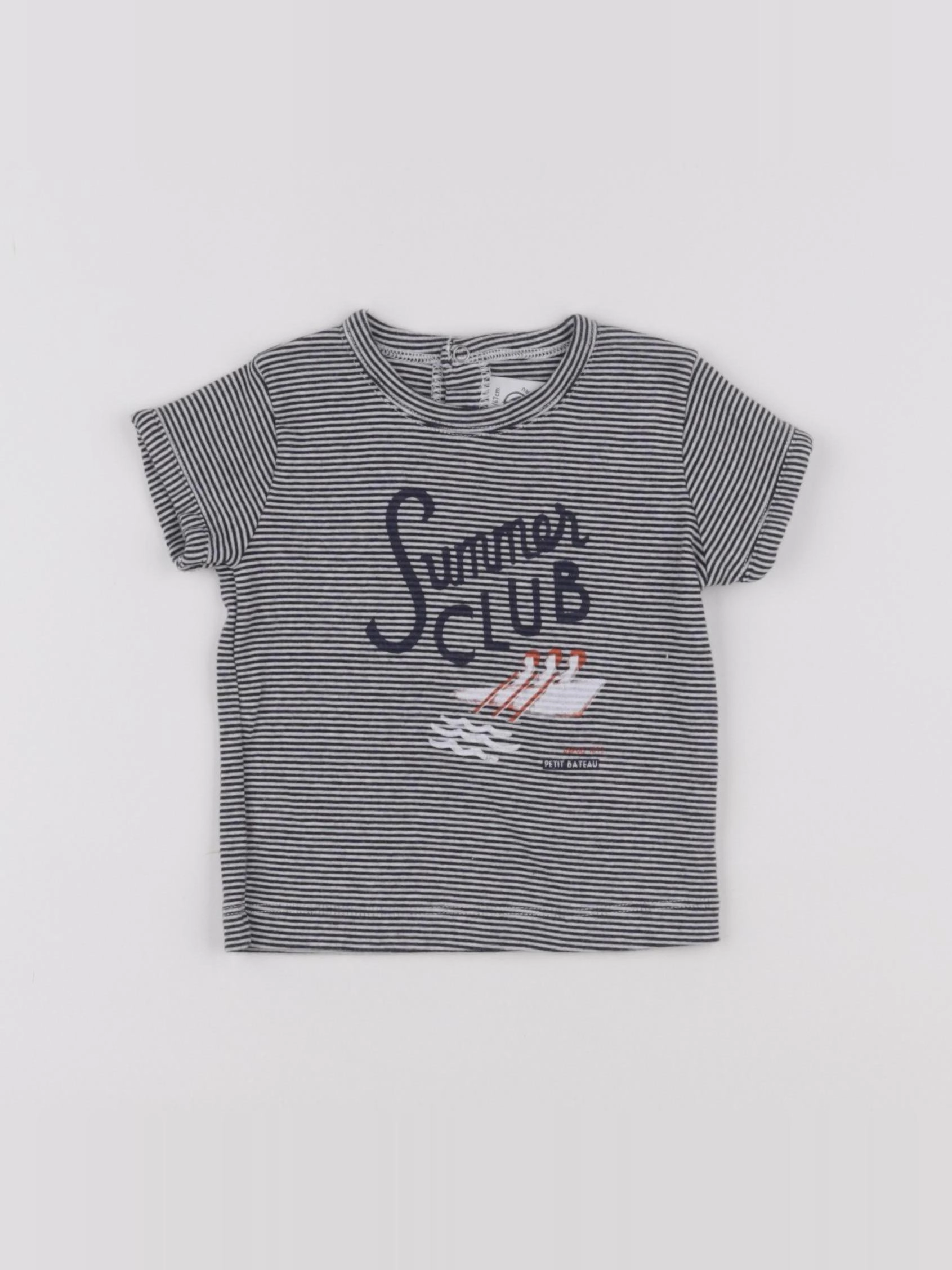 Petit Bateau - tee-shirt bleu - 6 mois