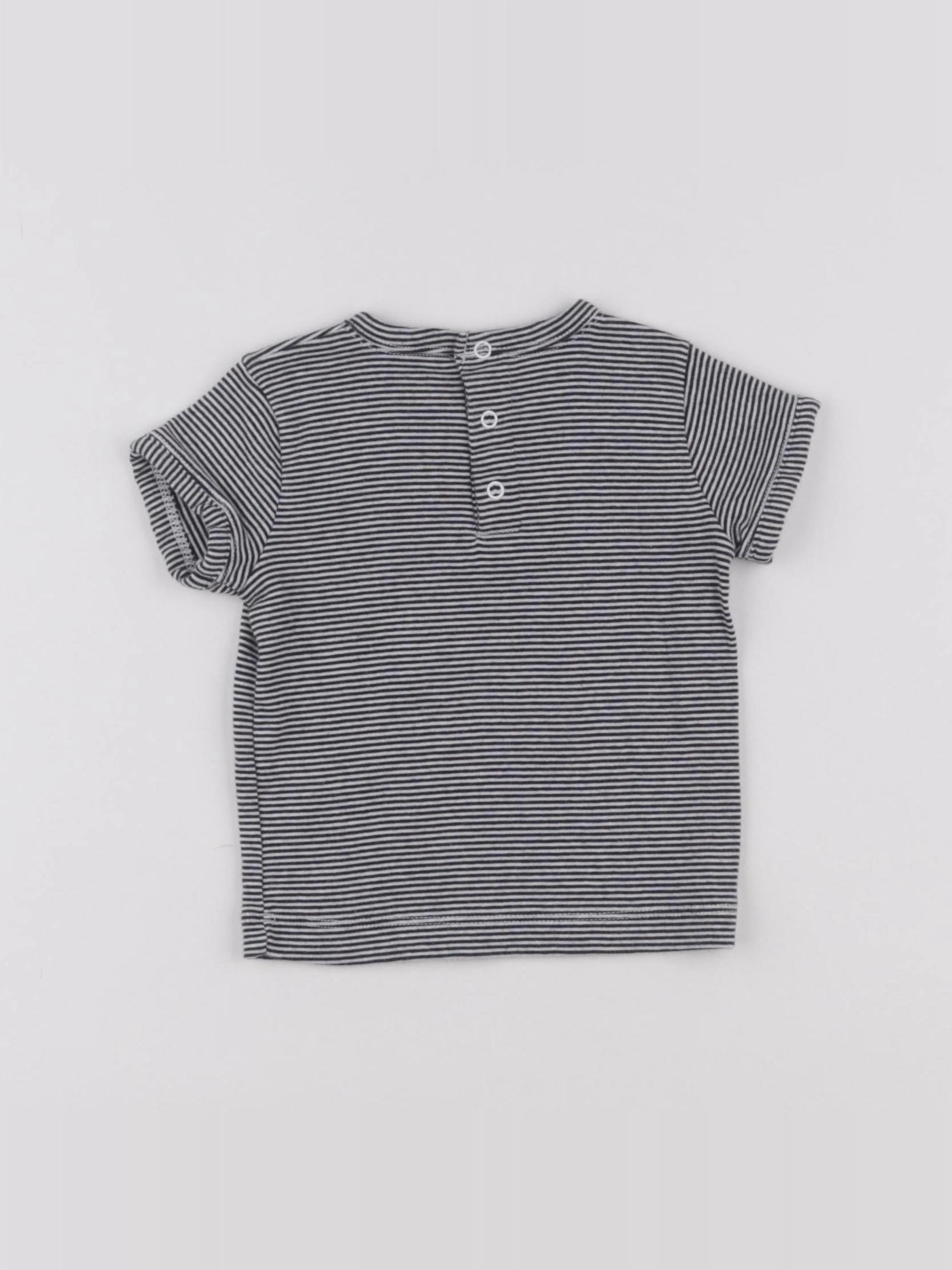 Petit Bateau - tee-shirt bleu - 6 mois