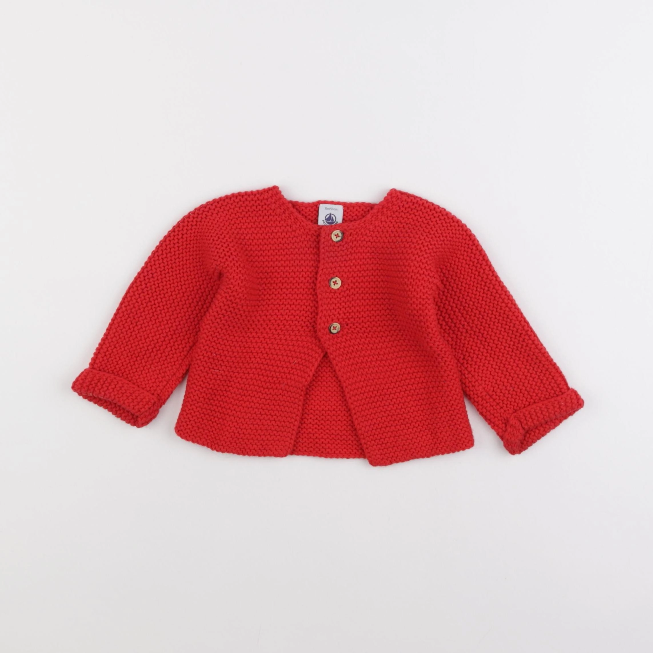 Petit Bateau - gilet rouge - 12 mois