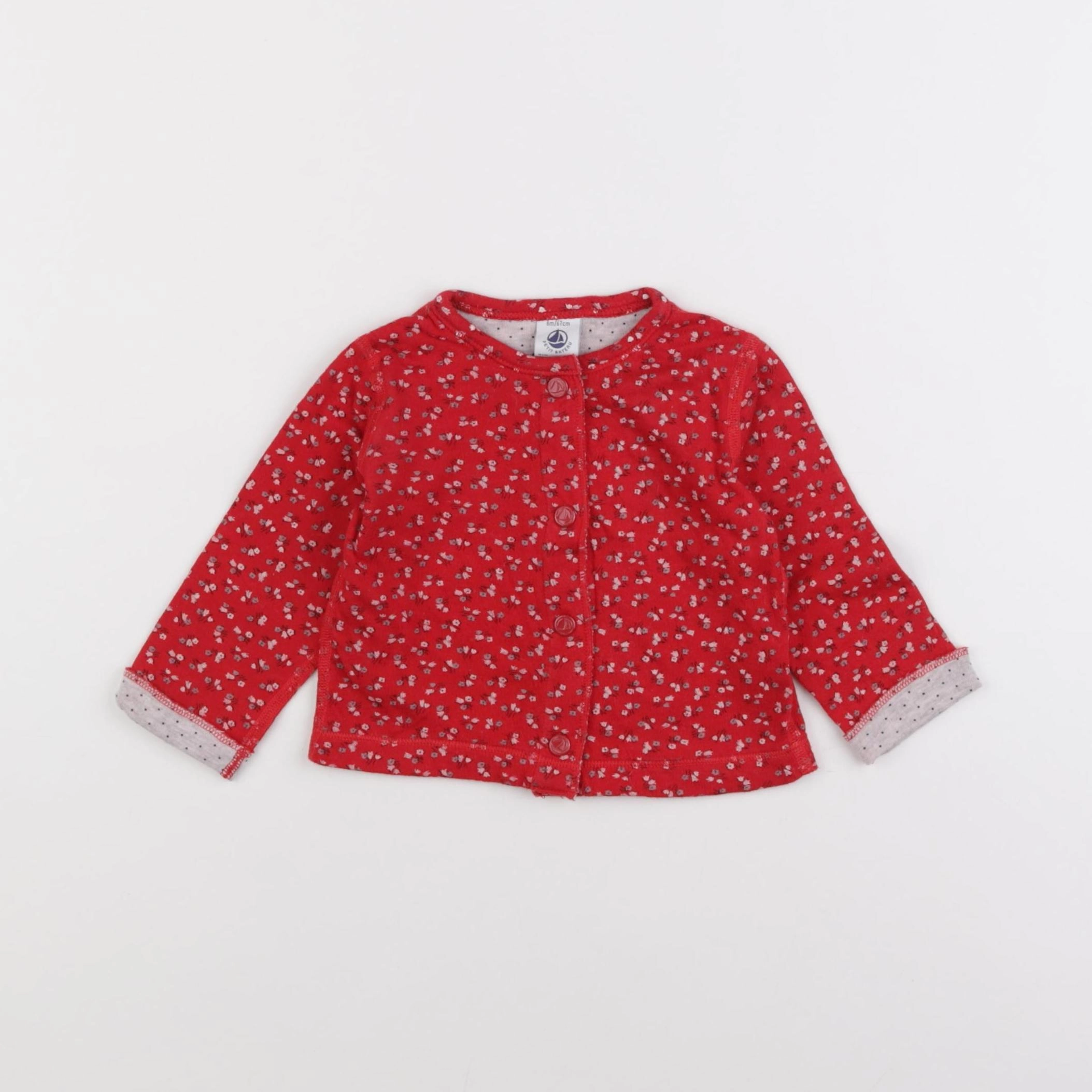 Petit Bateau - sweat rouge - 6 mois