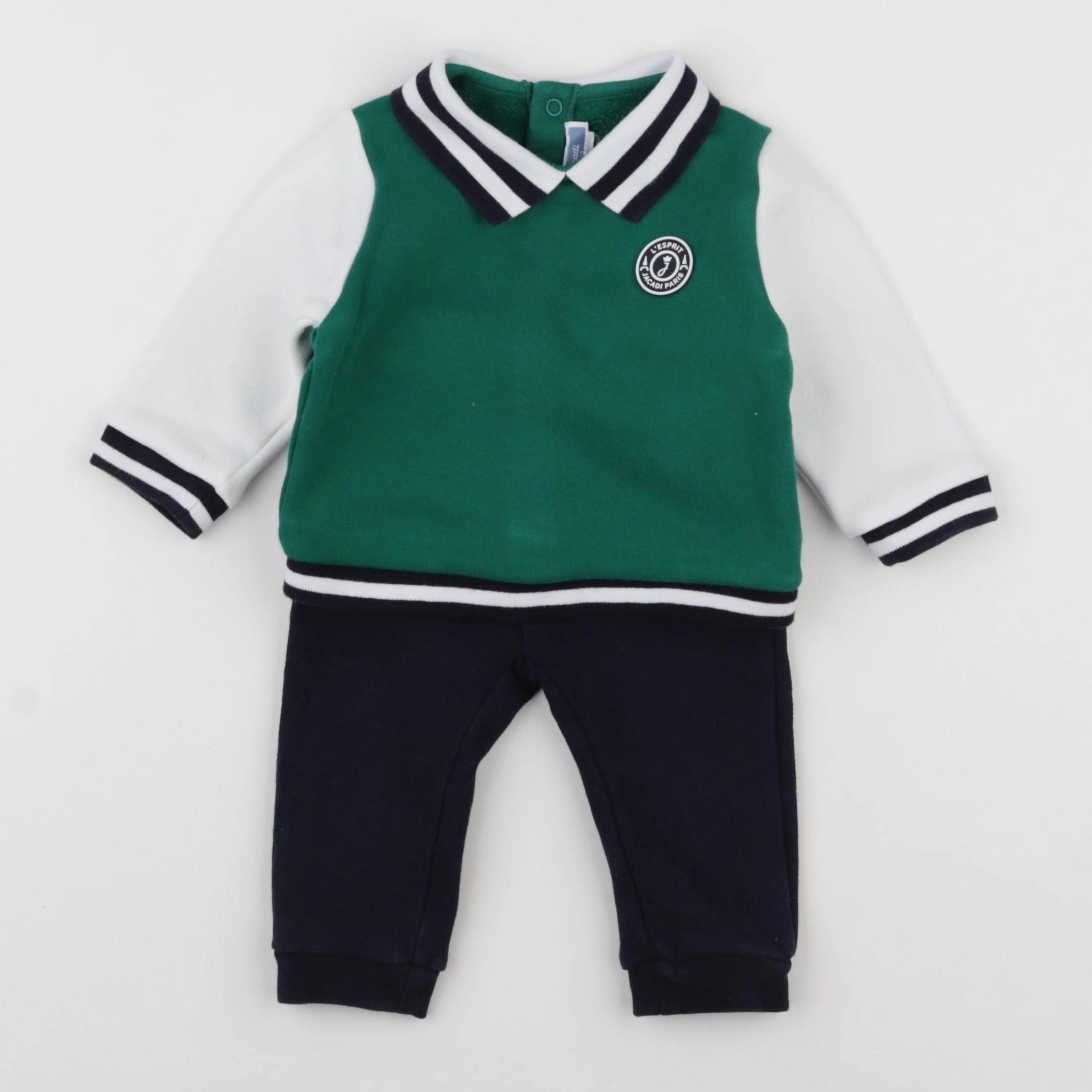 Jacadi - ensemble bleu, blanc, vert - 6 mois