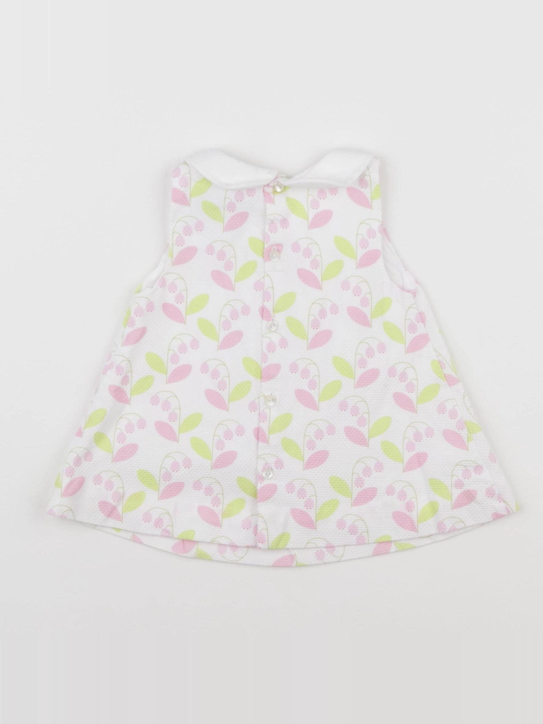 Jacadi - robe blanc, rose - 3 mois