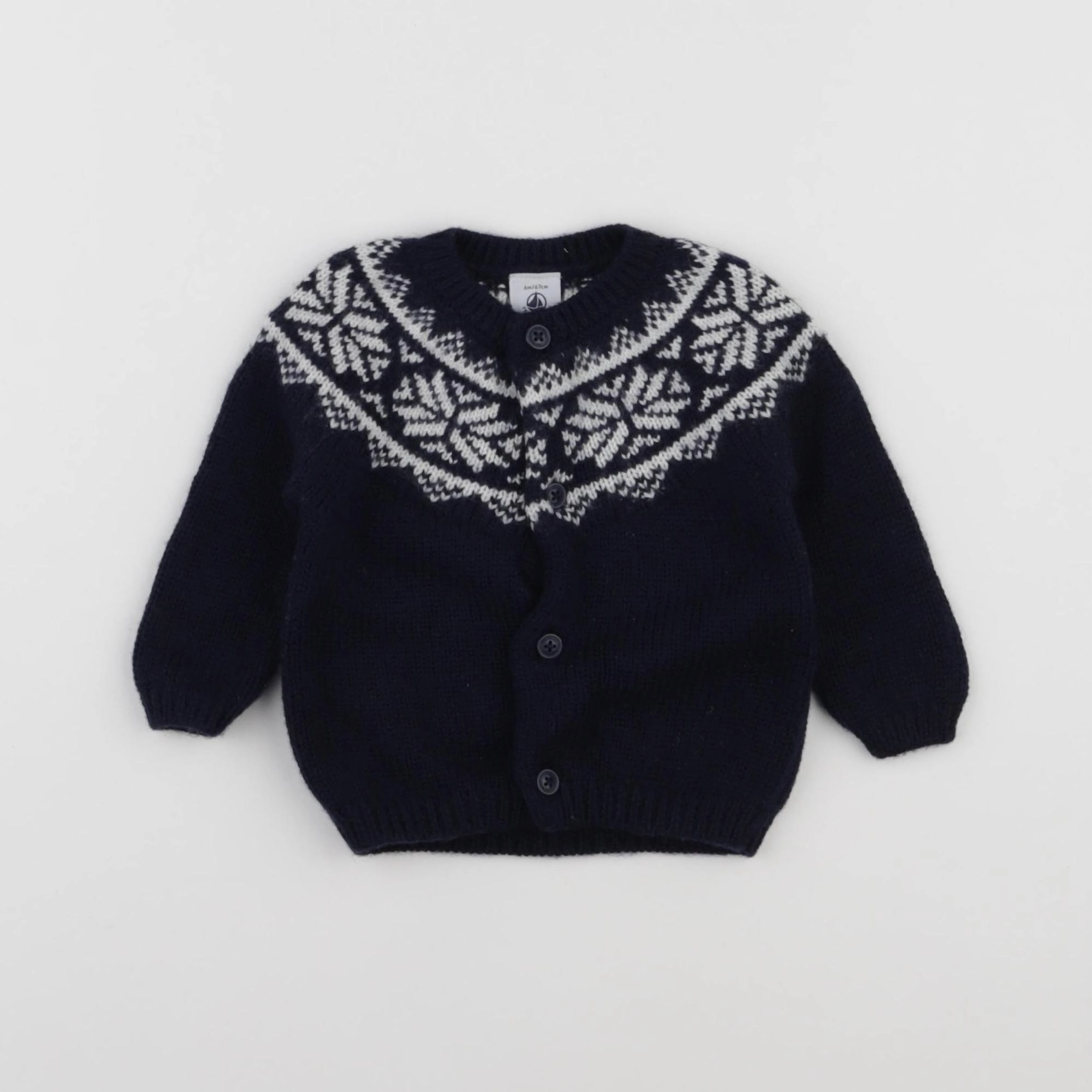 Petit Bateau - gilet bleu - 6 mois