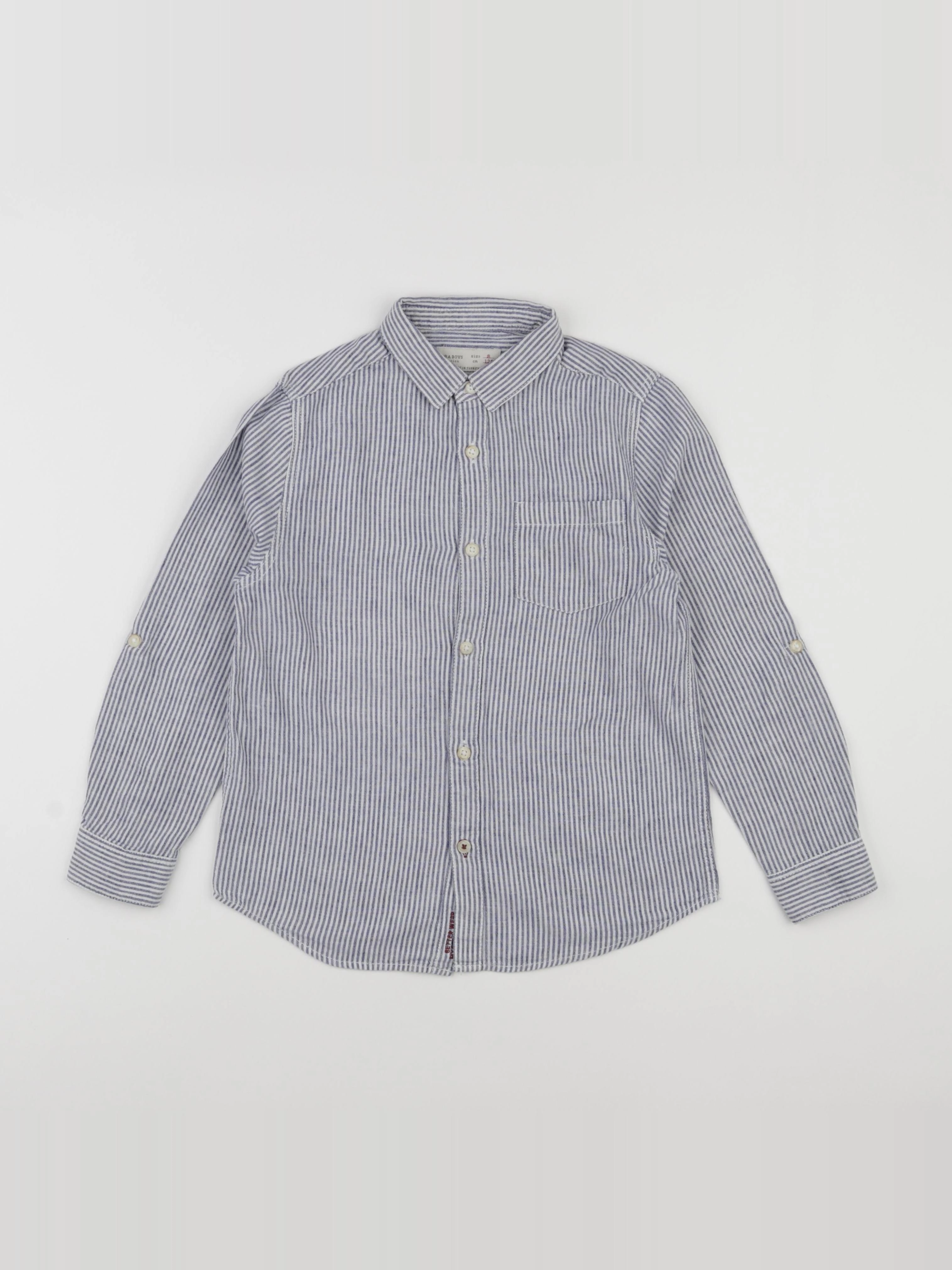 Zara - chemise bleu, blanc - 8 ans