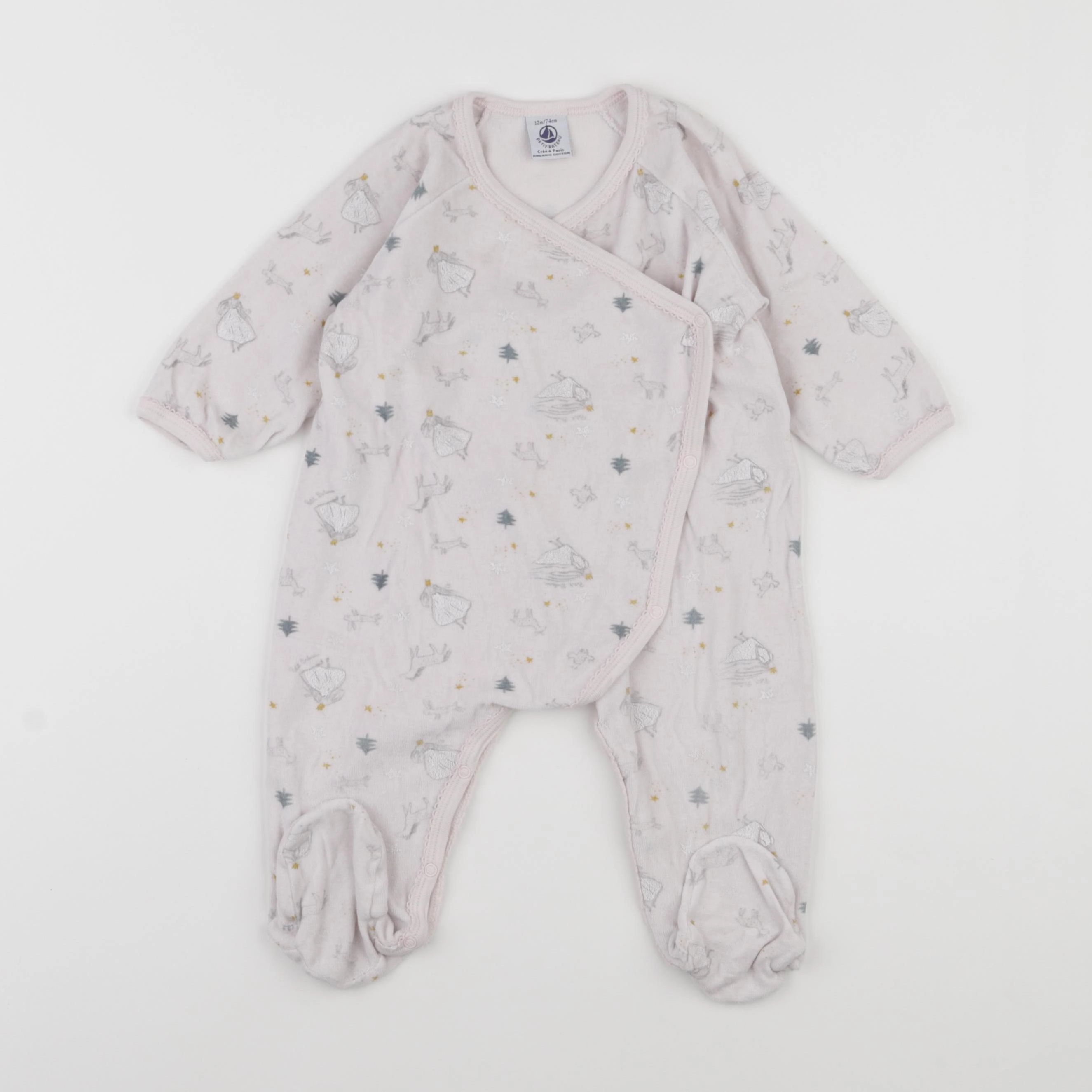 Petit Bateau - pyjama velours rose - 12 mois