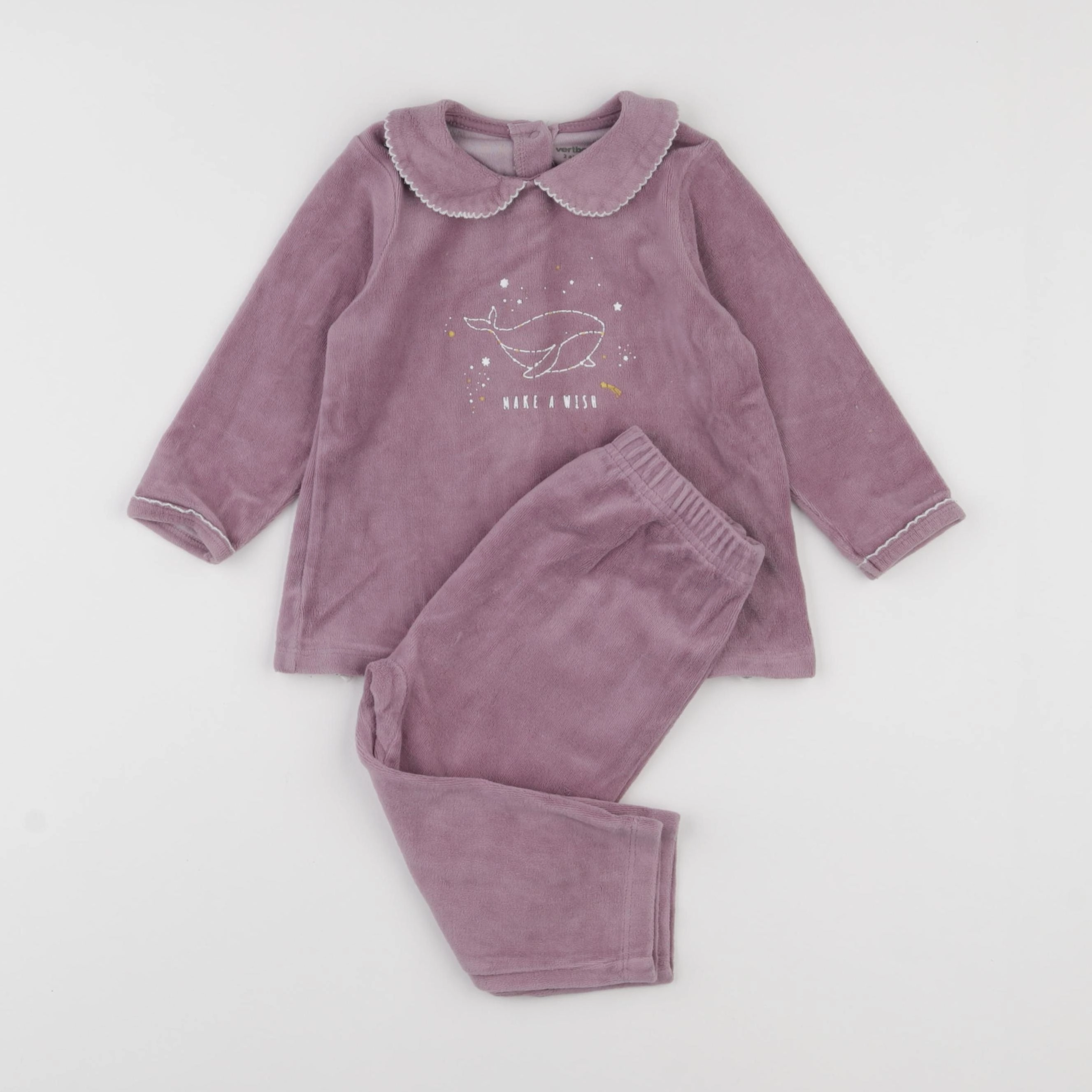 Vertbaudet - pyjama velours violet - 2 ans