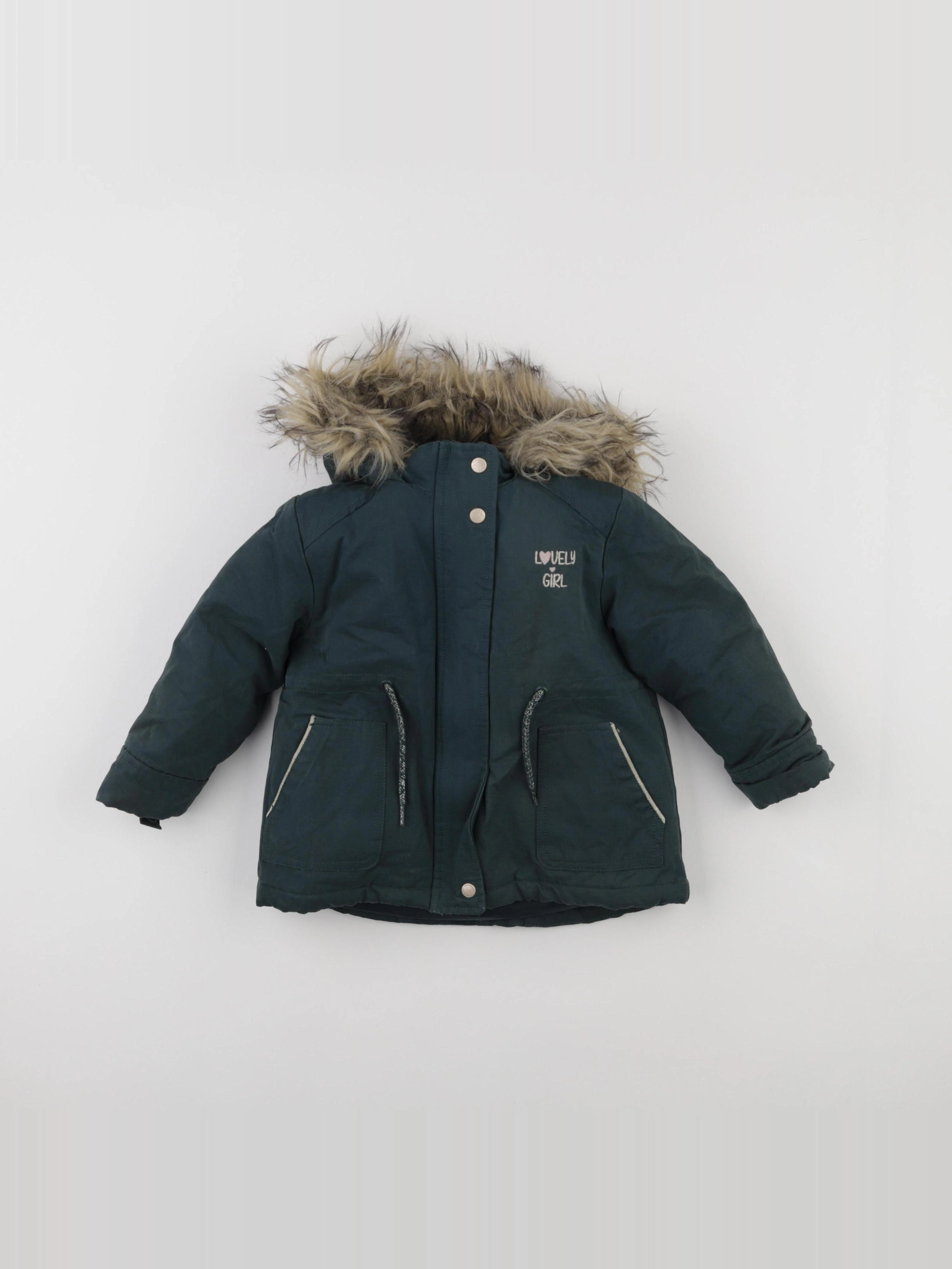 Vertbaudet - manteau doublure amovible vert - 2 ans