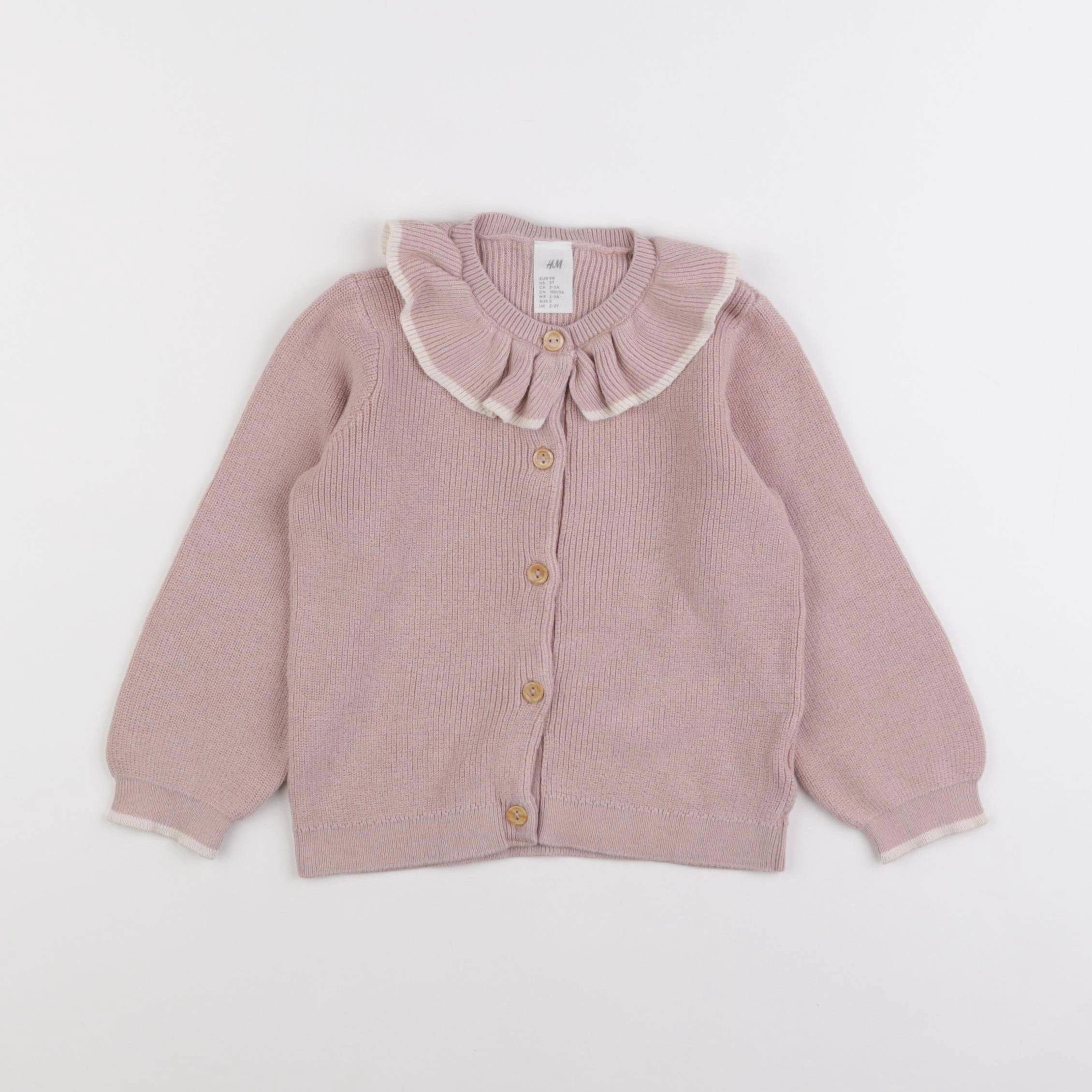 H&M - gilet rose - 2/3 ans