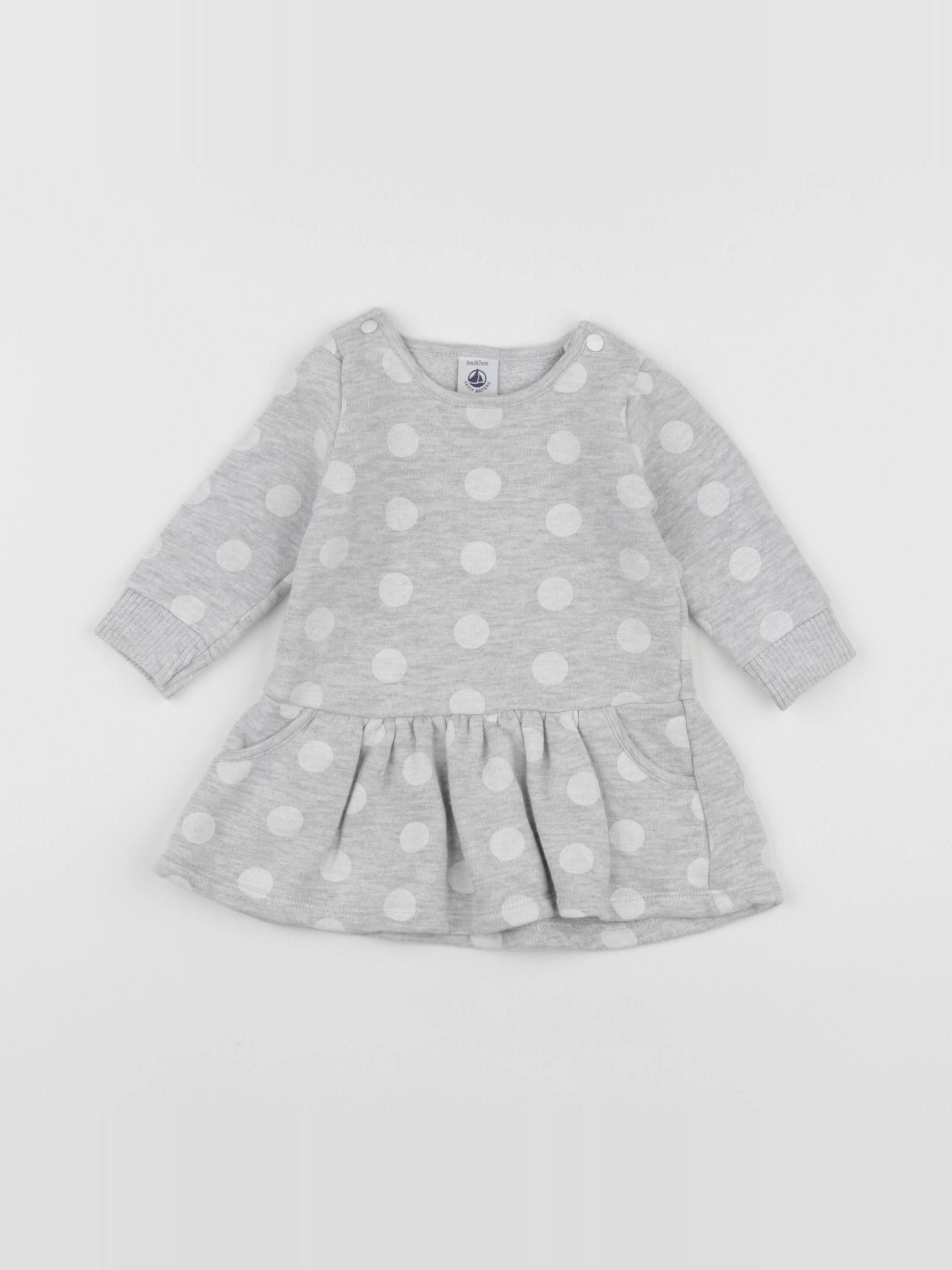 Petit Bateau - robe gris - 6 mois