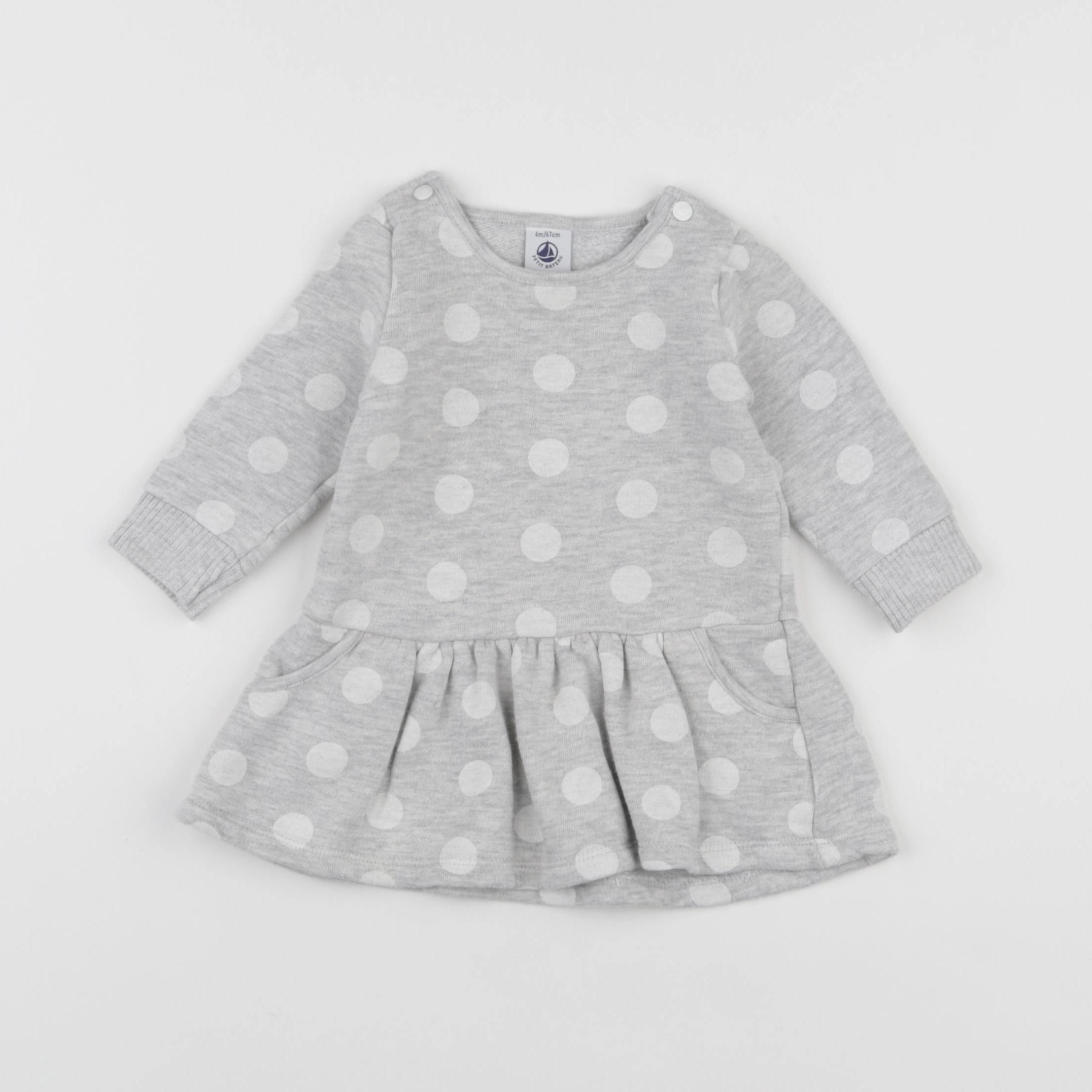 Petit Bateau - robe gris - 6 mois