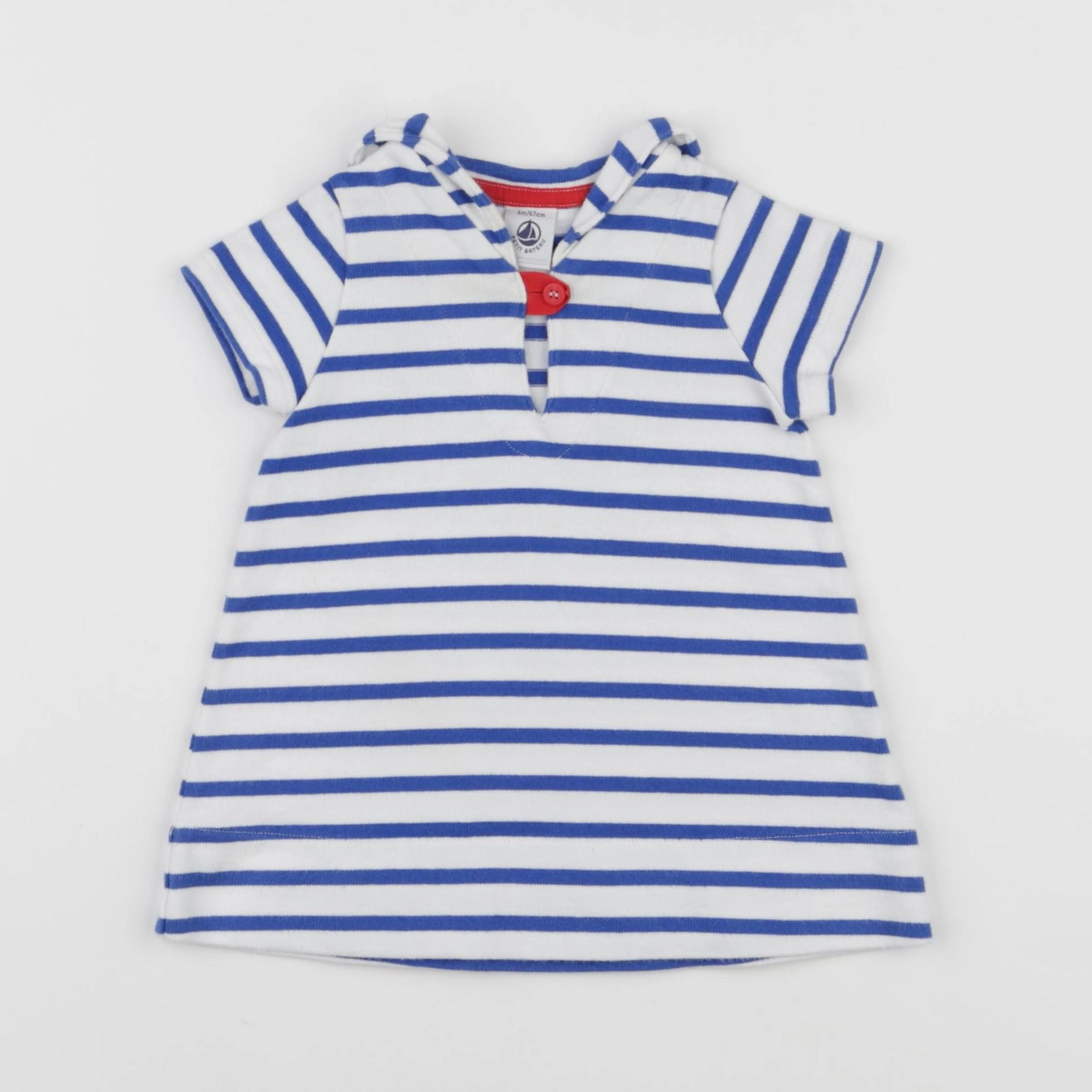 Petit Bateau - robe blanc, bleu - 6 mois