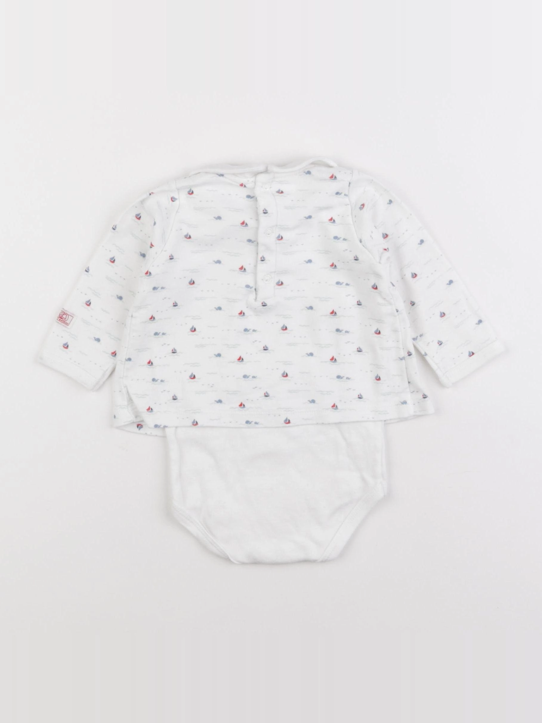 Petit Bateau - body à col bleu - 6 mois