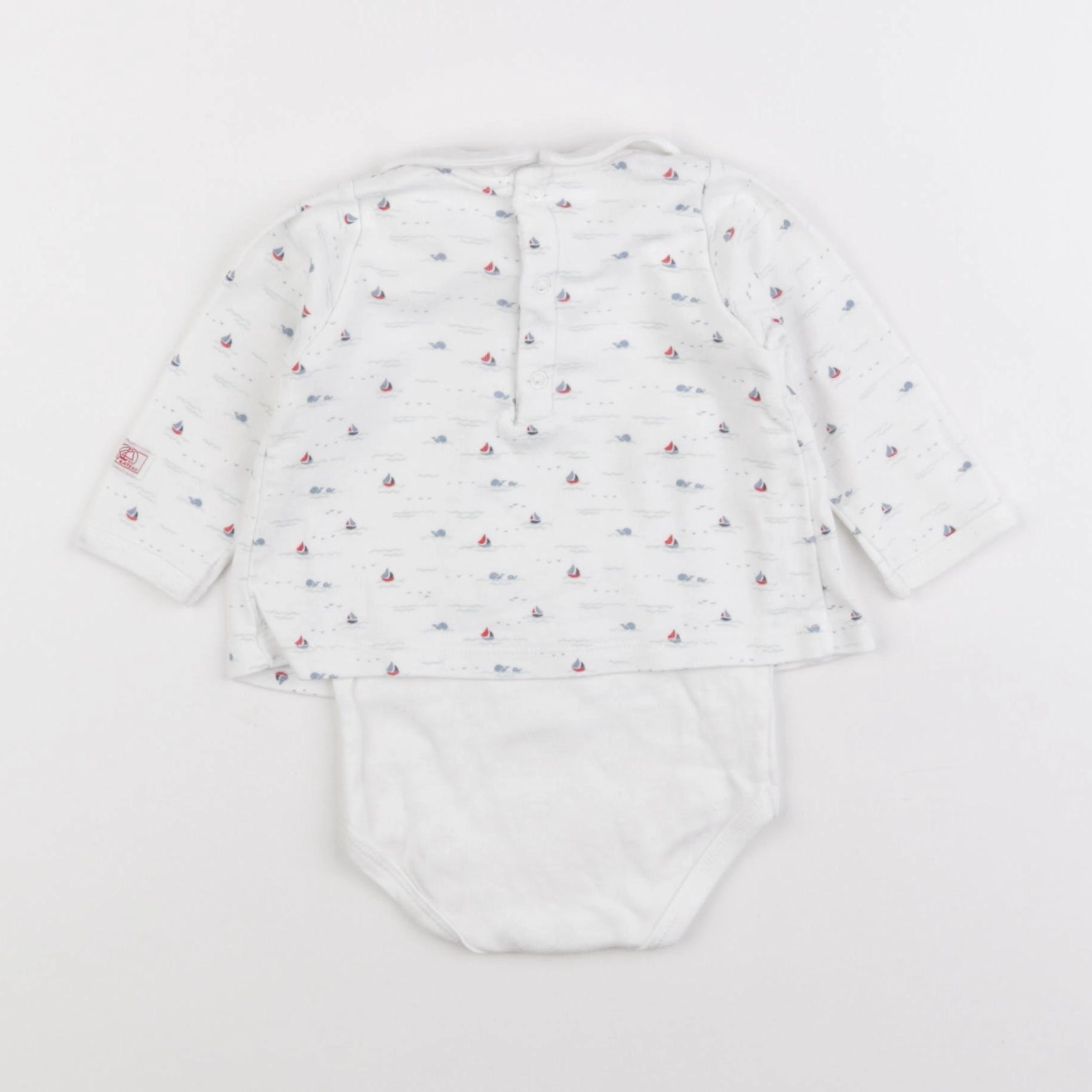 Petit Bateau - body à col bleu - 6 mois