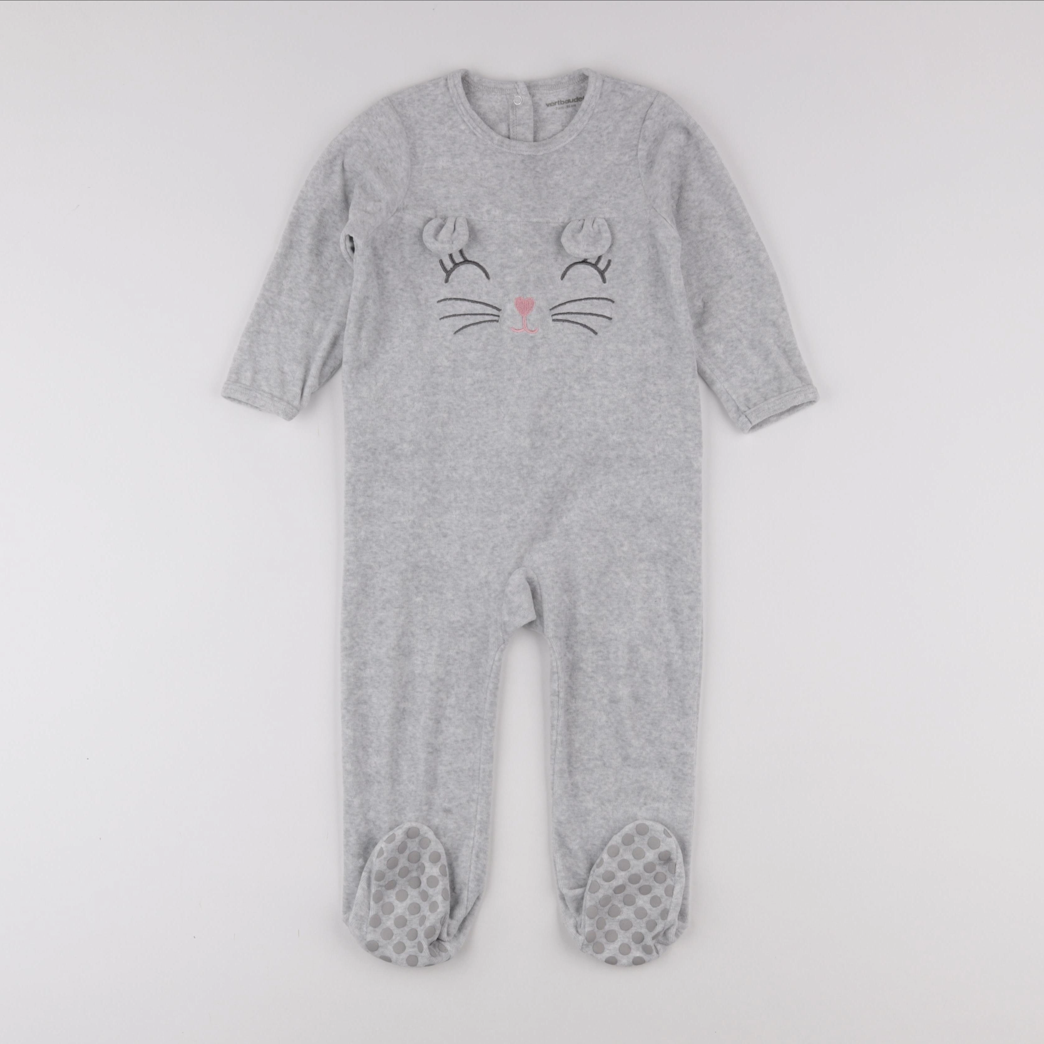 Vertbaudet - pyjama velours gris - 2 ans