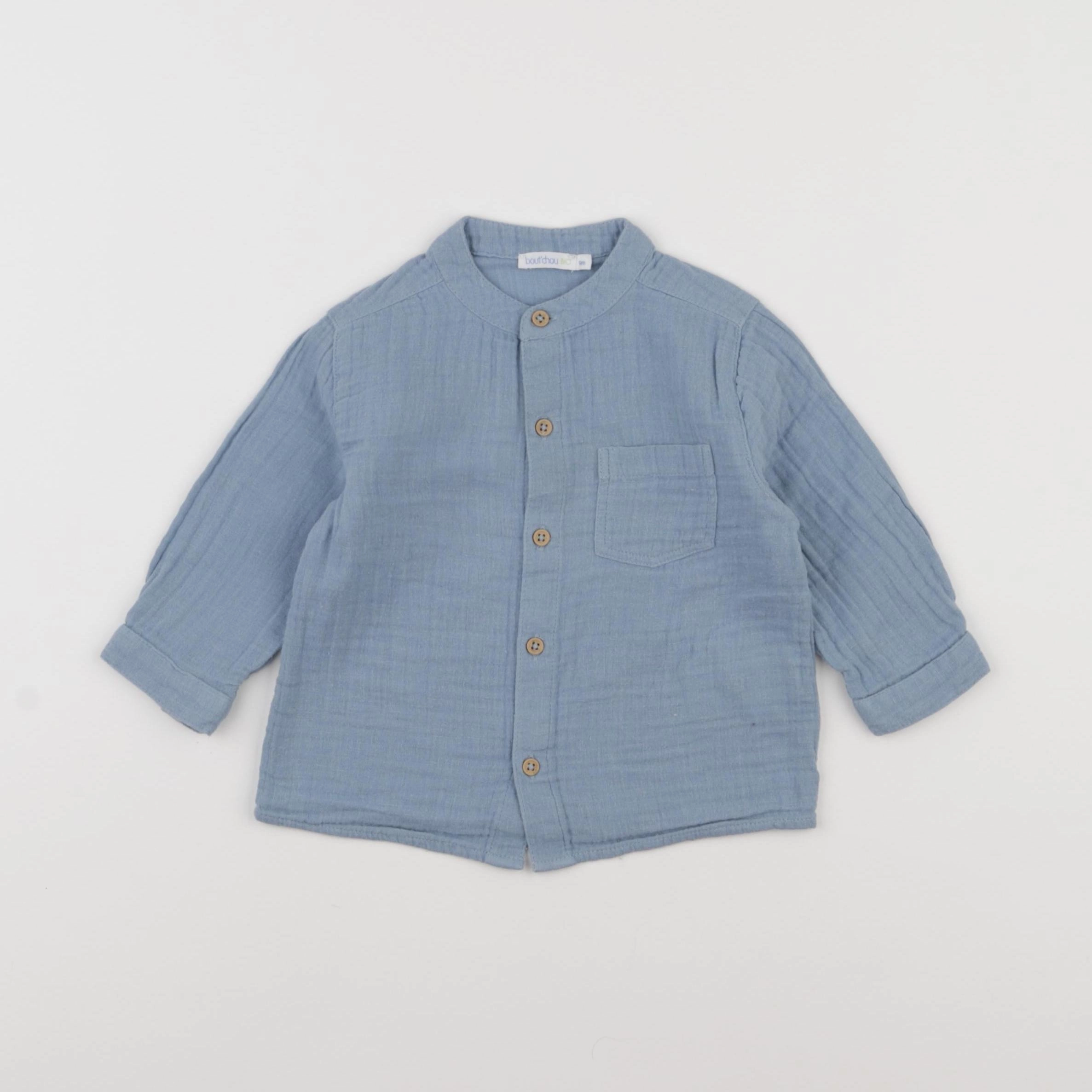 Boutchou - chemise bleu - 9 mois