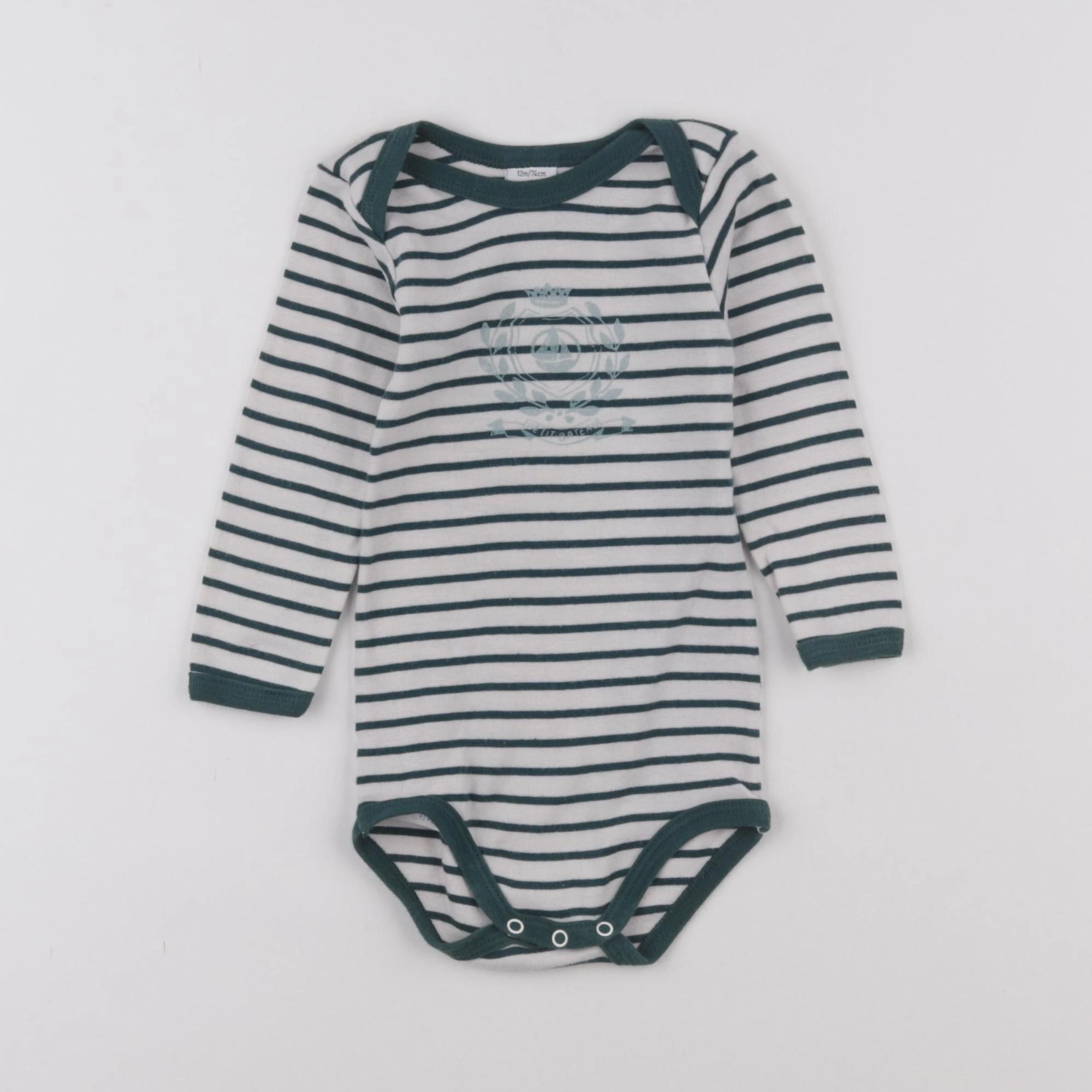 Petit Bateau - body vert - 12 mois