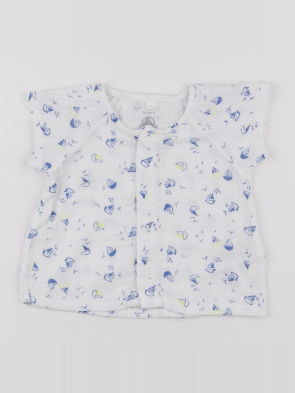Petit Bateau - chemise bleu - 3 mois