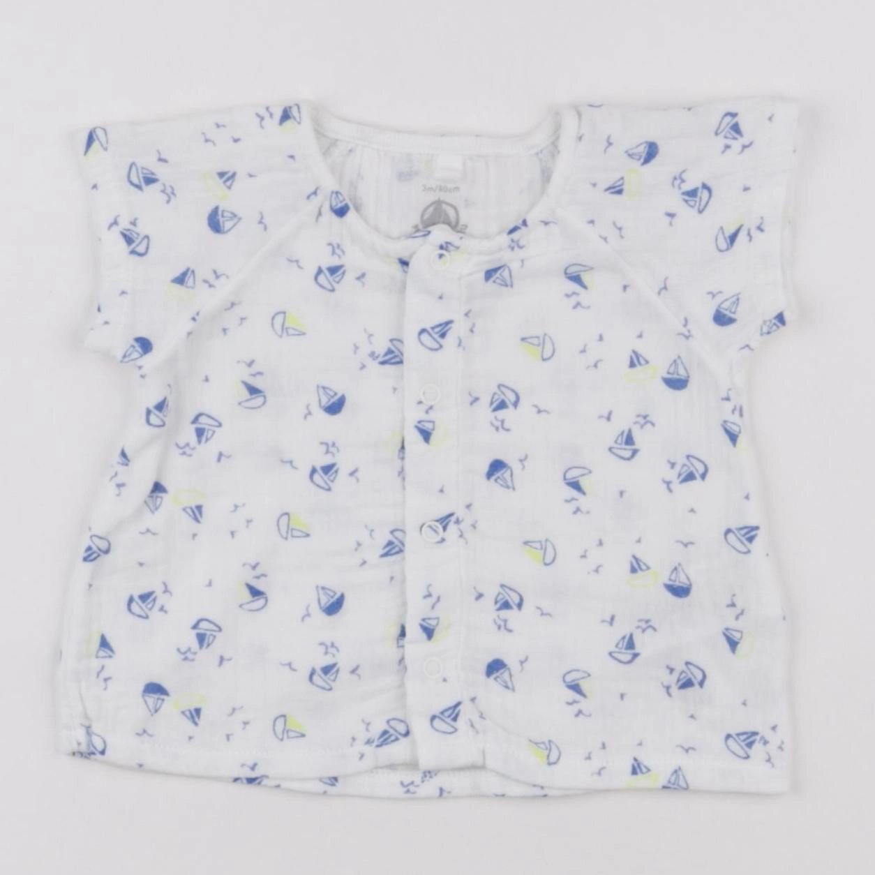 Petit Bateau - chemise bleu - 3 mois