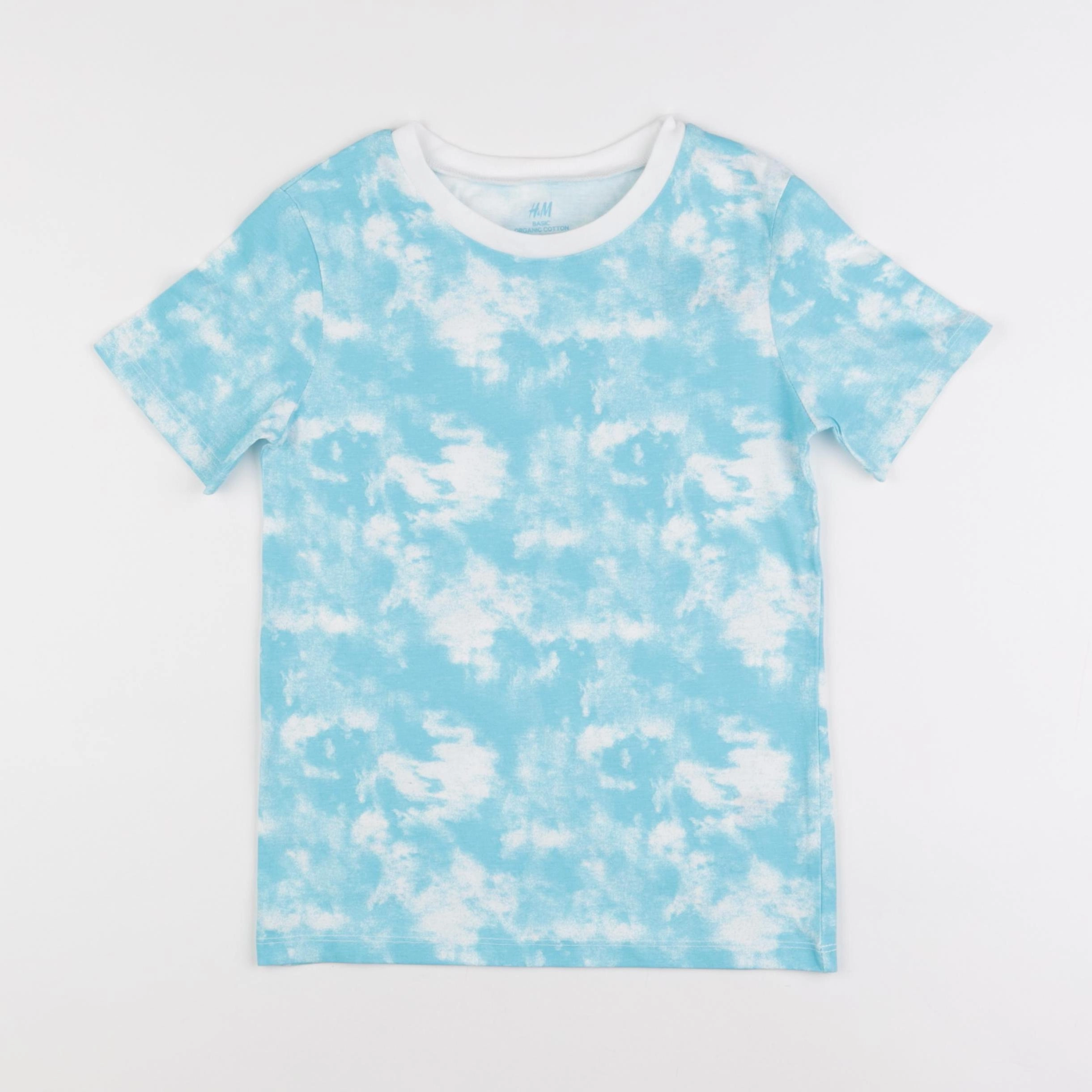 H&M - tee-shirt blanc, bleu - 6/8 ans