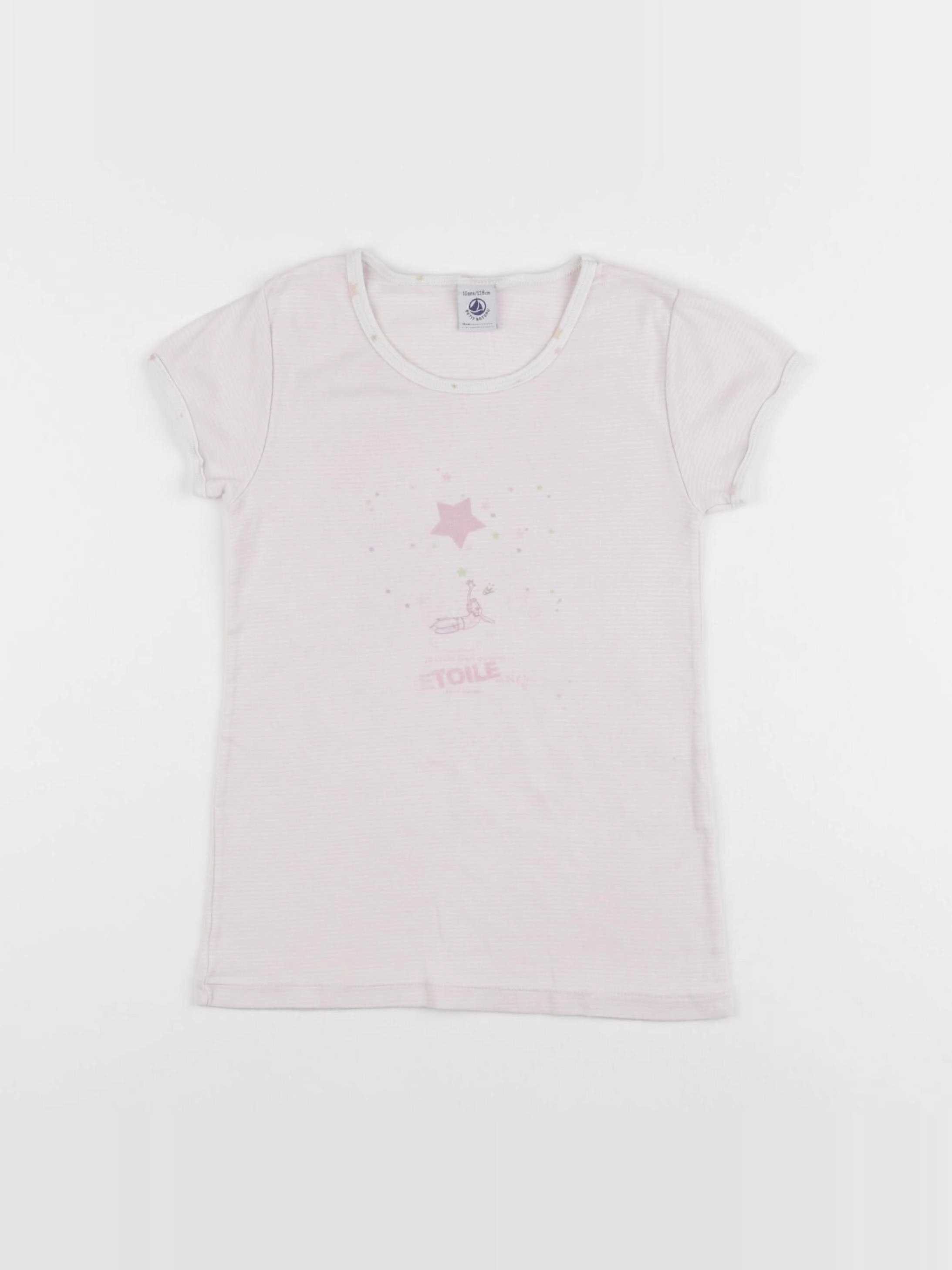 Petit Bateau - maillot de corps blanc, rose - 10 ans