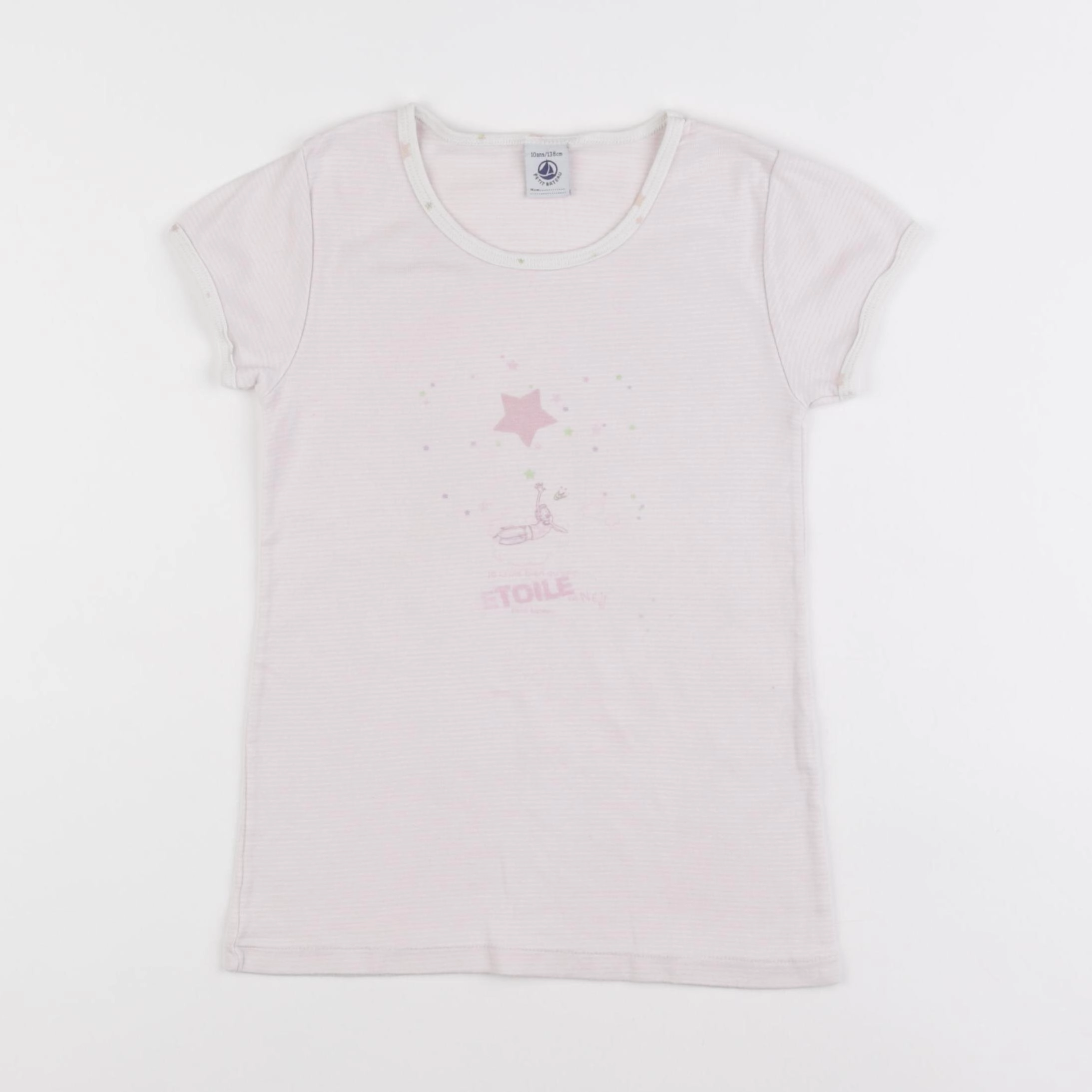 Petit Bateau - maillot de corps blanc, rose - 10 ans