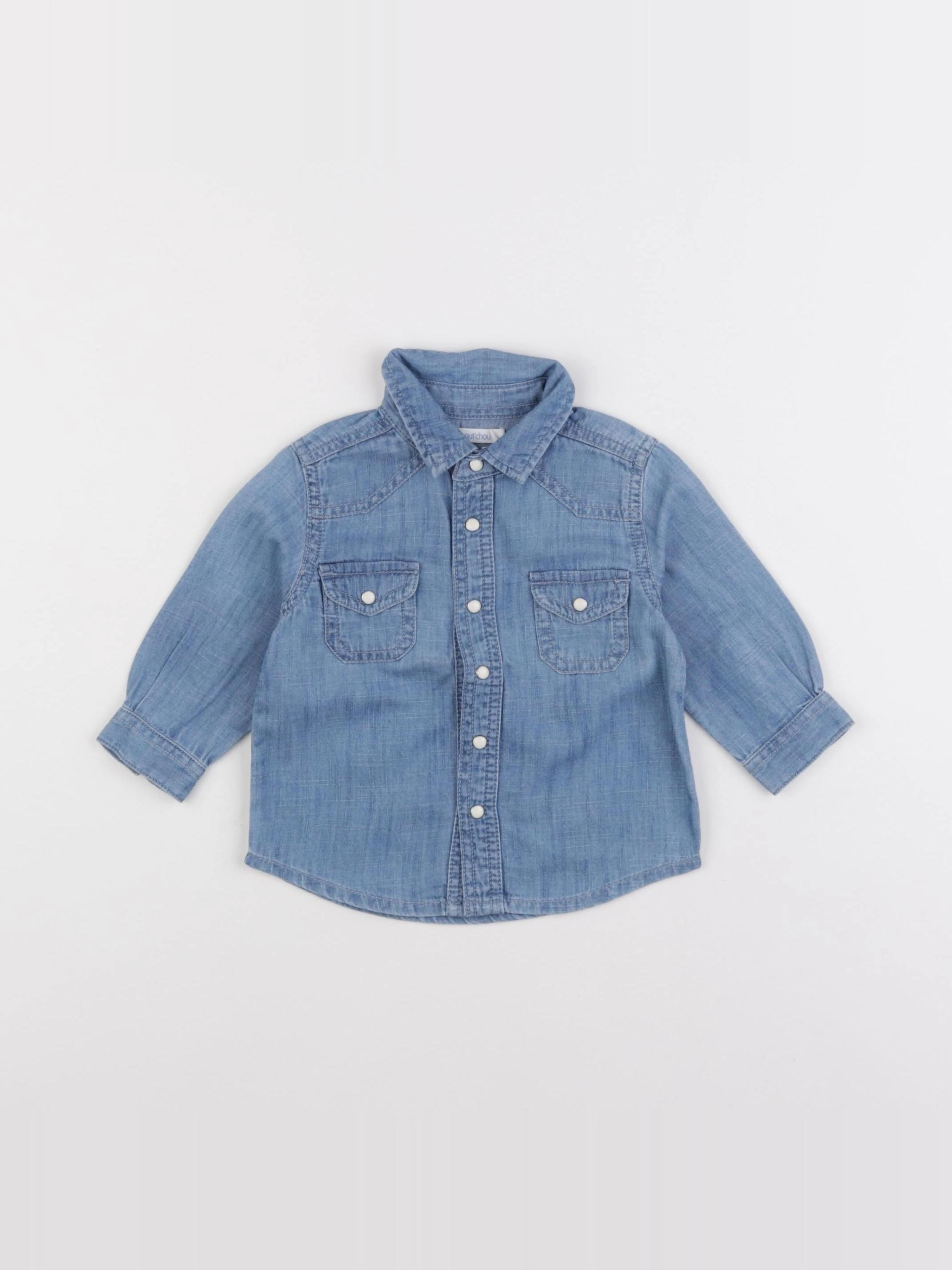 Boutchou - chemise bleu - 6 mois