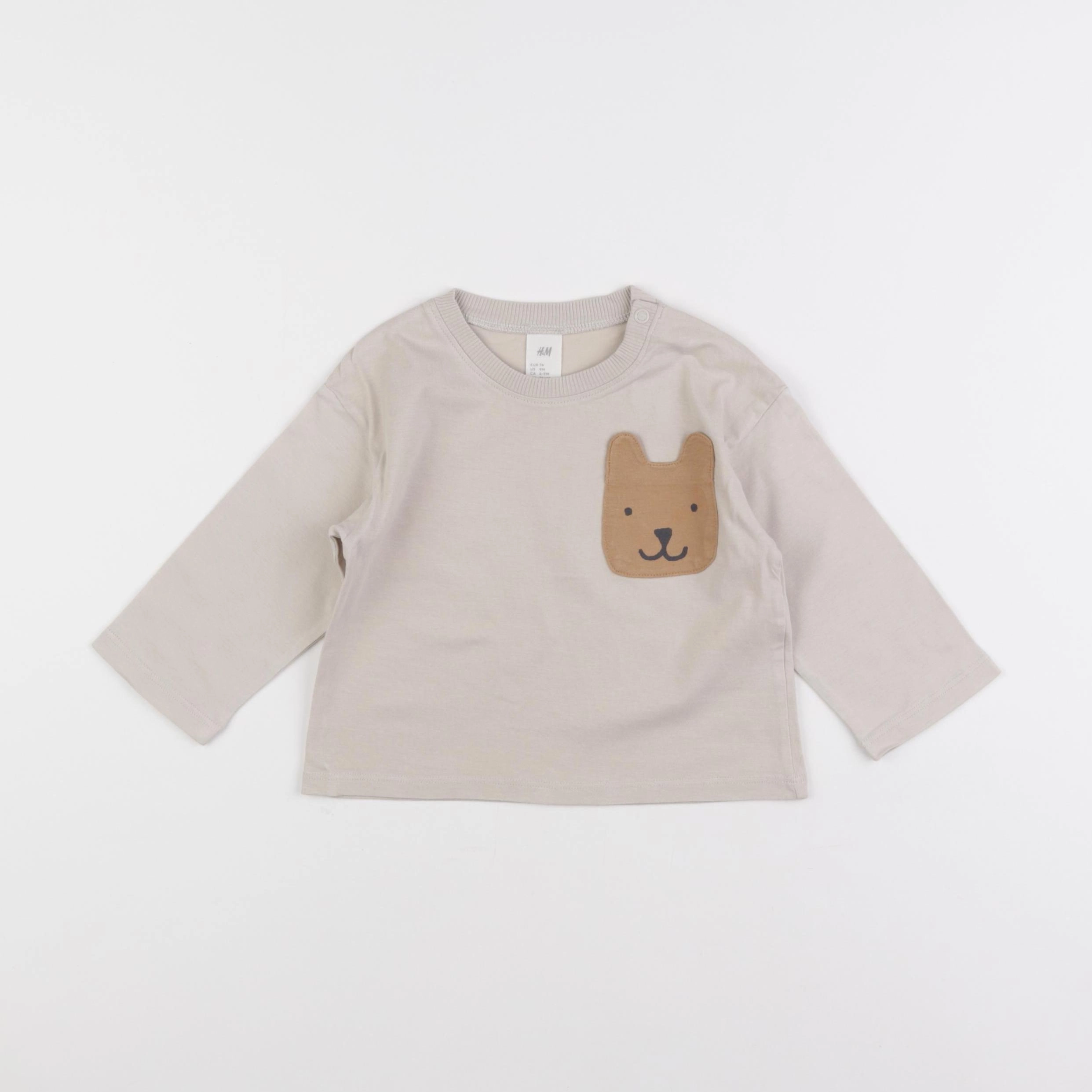 H&M - tee-shirt beige - 6/9 mois
