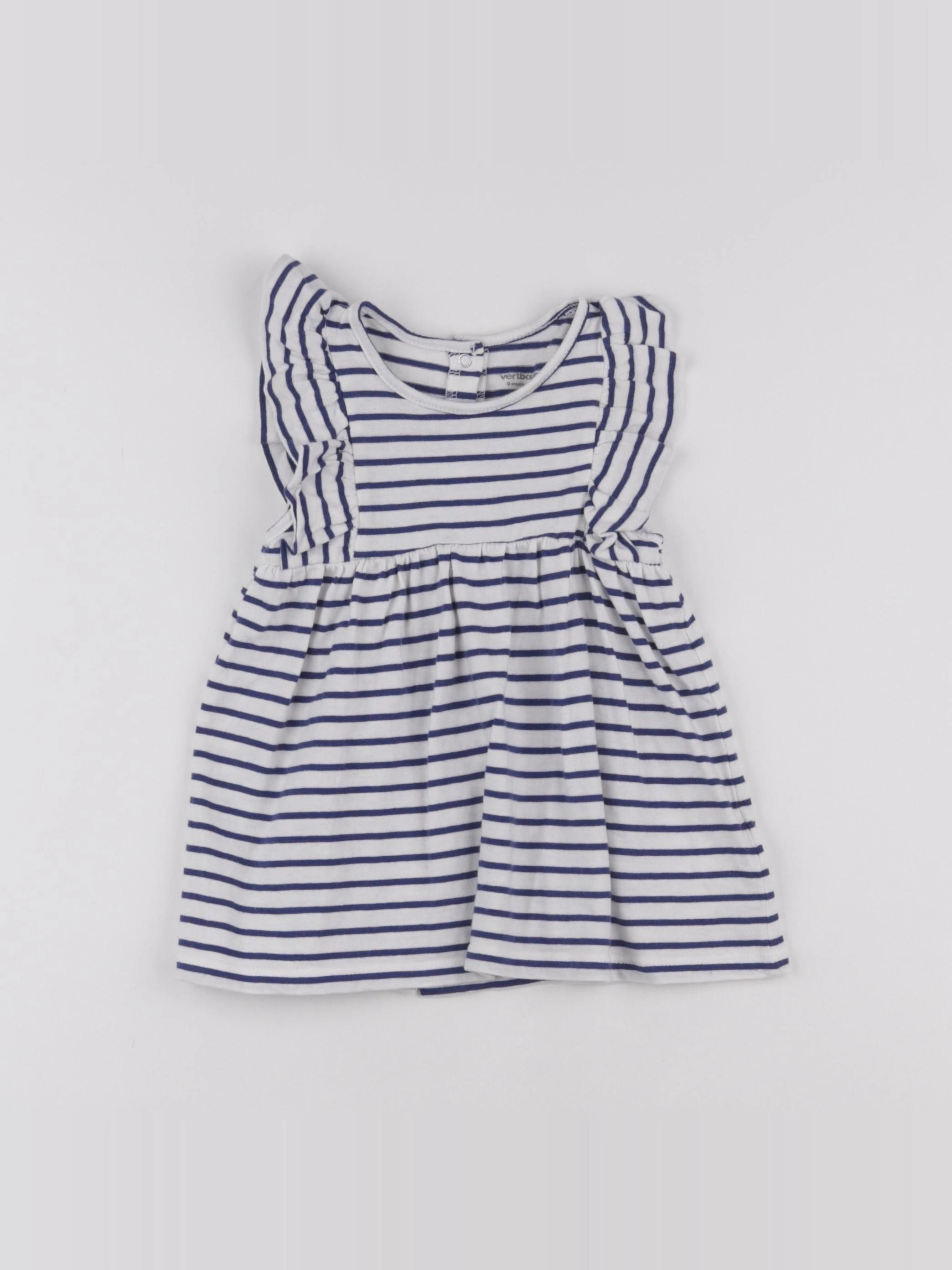 Vertbaudet - robe blanc, bleu - 9 mois